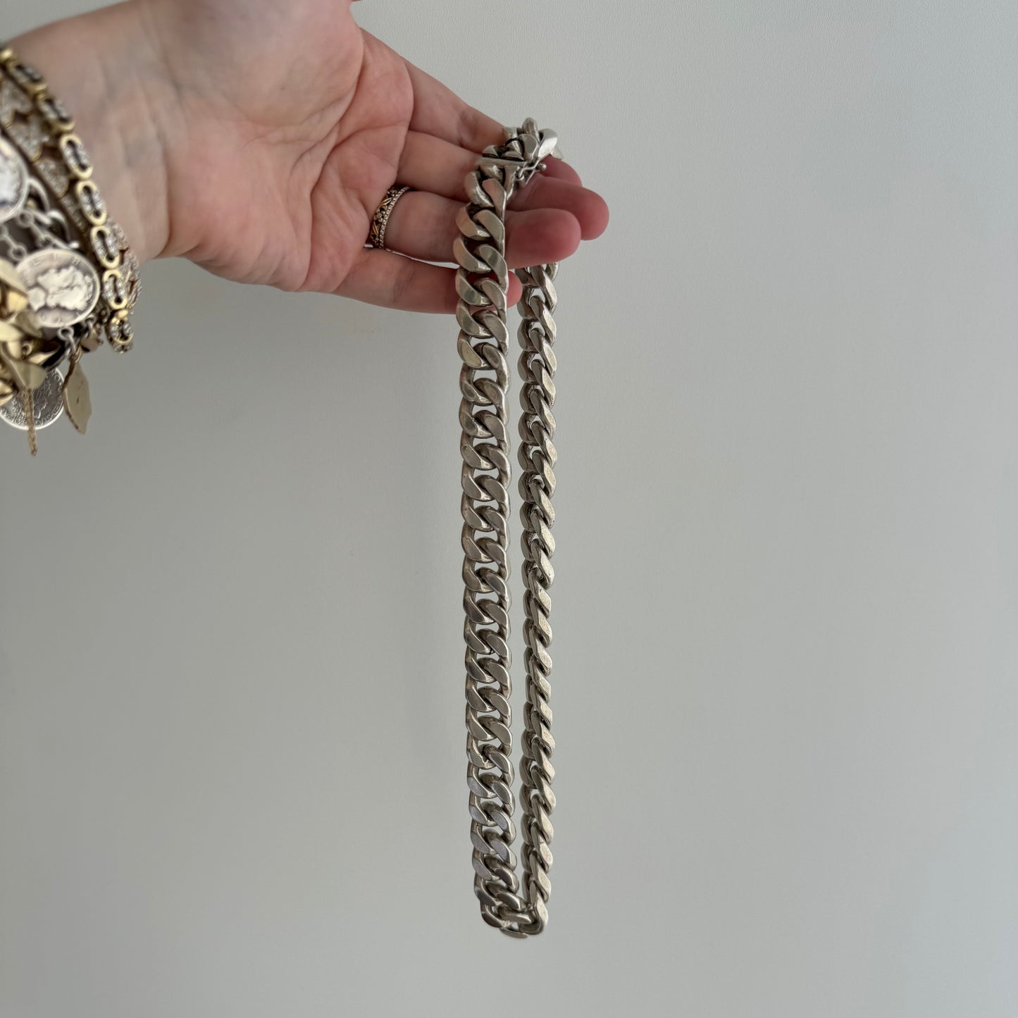 V I N T A G E // one and done necklace / sterling silver cuban chunky heavy necklace chain / 19.5", 250g!!