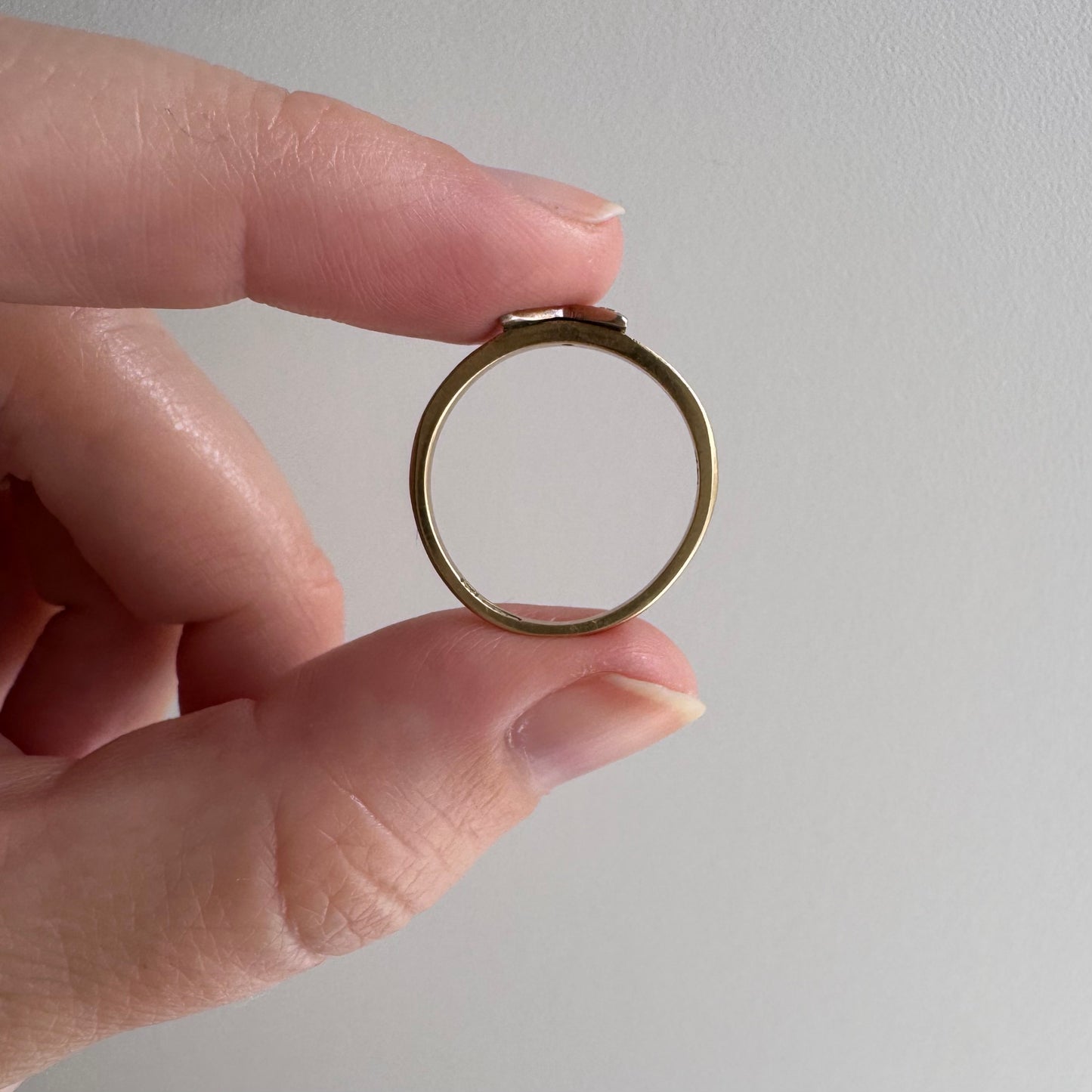 V I N T A G E // directionality / 14k yellow and white gold chevron stacking ring jacket with diamonds / size 6