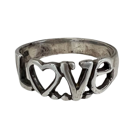 V I N T A G E // punctuated LOVE / sterling silver LOVE word ring / size 6.25