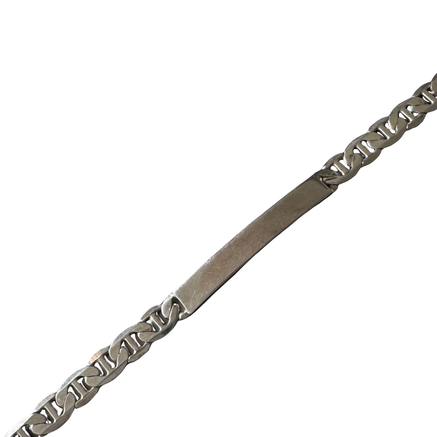 V I N T A G E // blank slate // sterling silver ID bracelet with flat anchor chain / 7", 8.1g