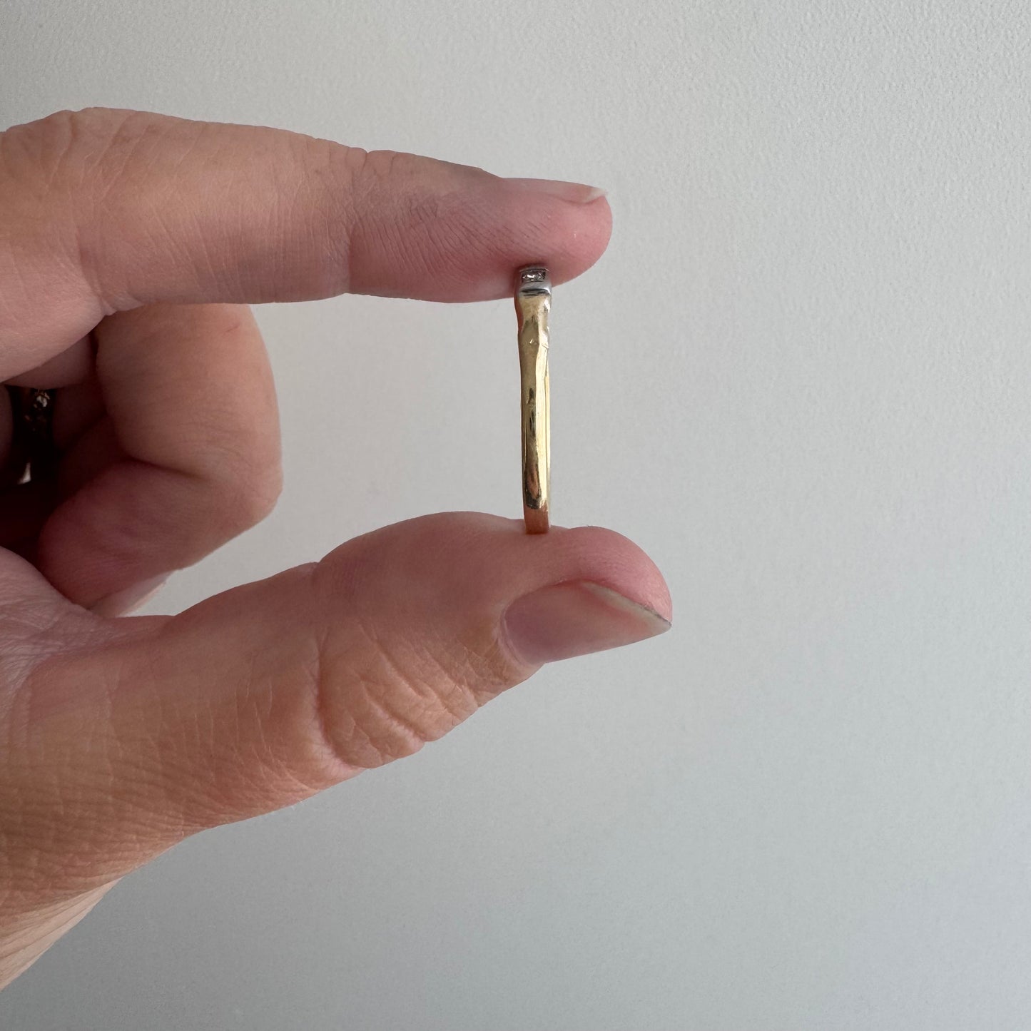 A N T I Q U E // melee magic / 14k yellow and white gold art deco trilogy diamond band / size 9