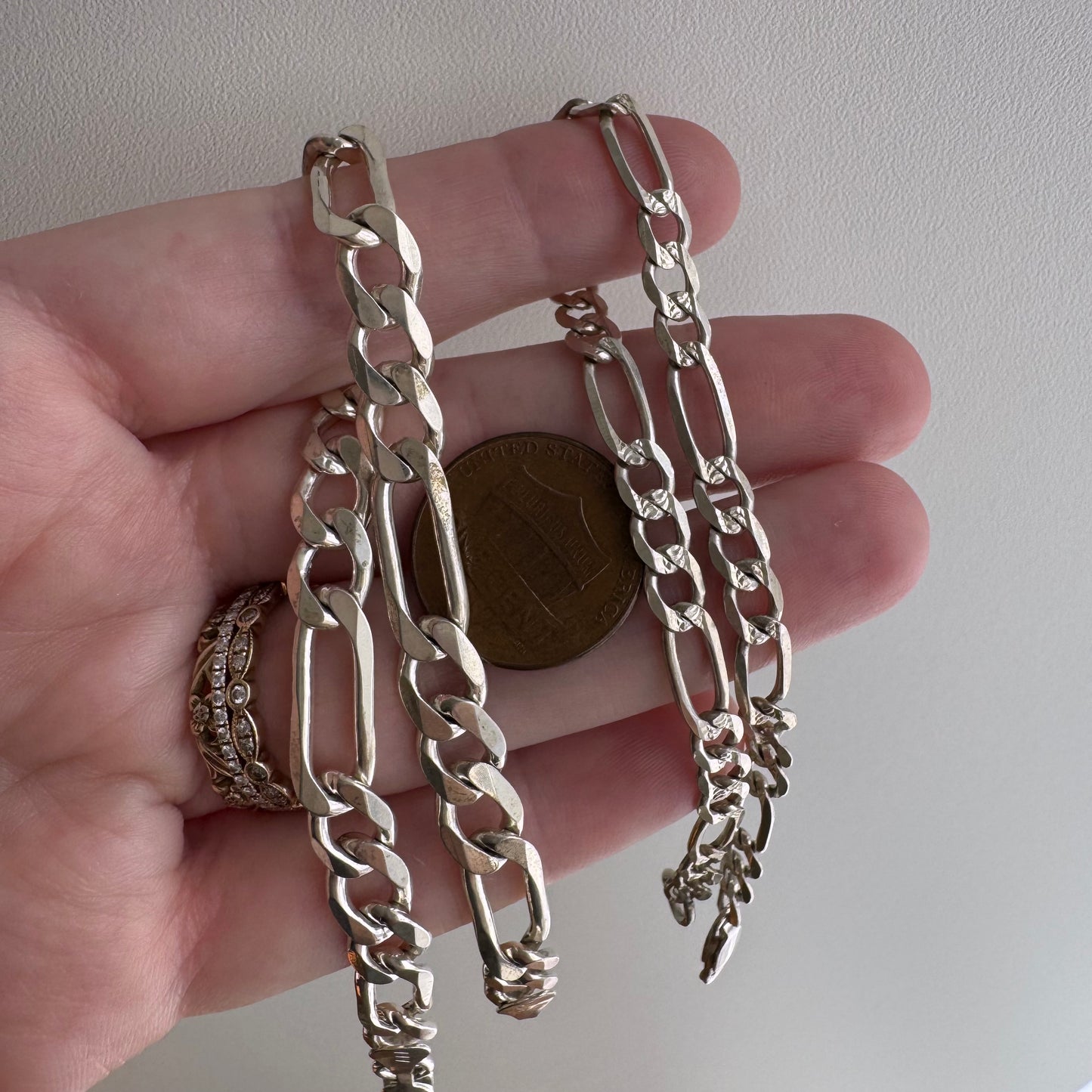 V I N T A G E // three to one / sterling silver figaro chain bracelets