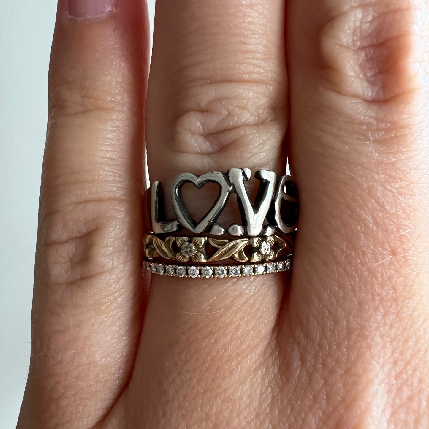 V I N T A G E // punctuated LOVE / sterling silver LOVE word ring / size 6.25