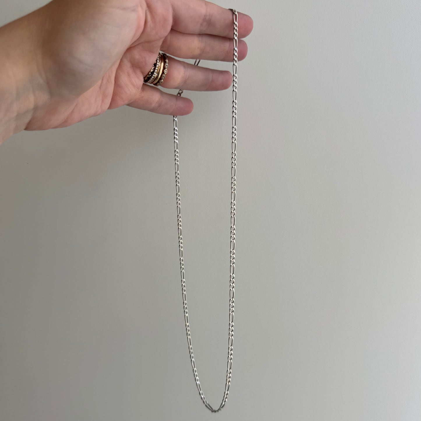 V I N T A G E // three to one / sterling silver three-to-one figaro pendant chain necklace / 20.5", 7.2g