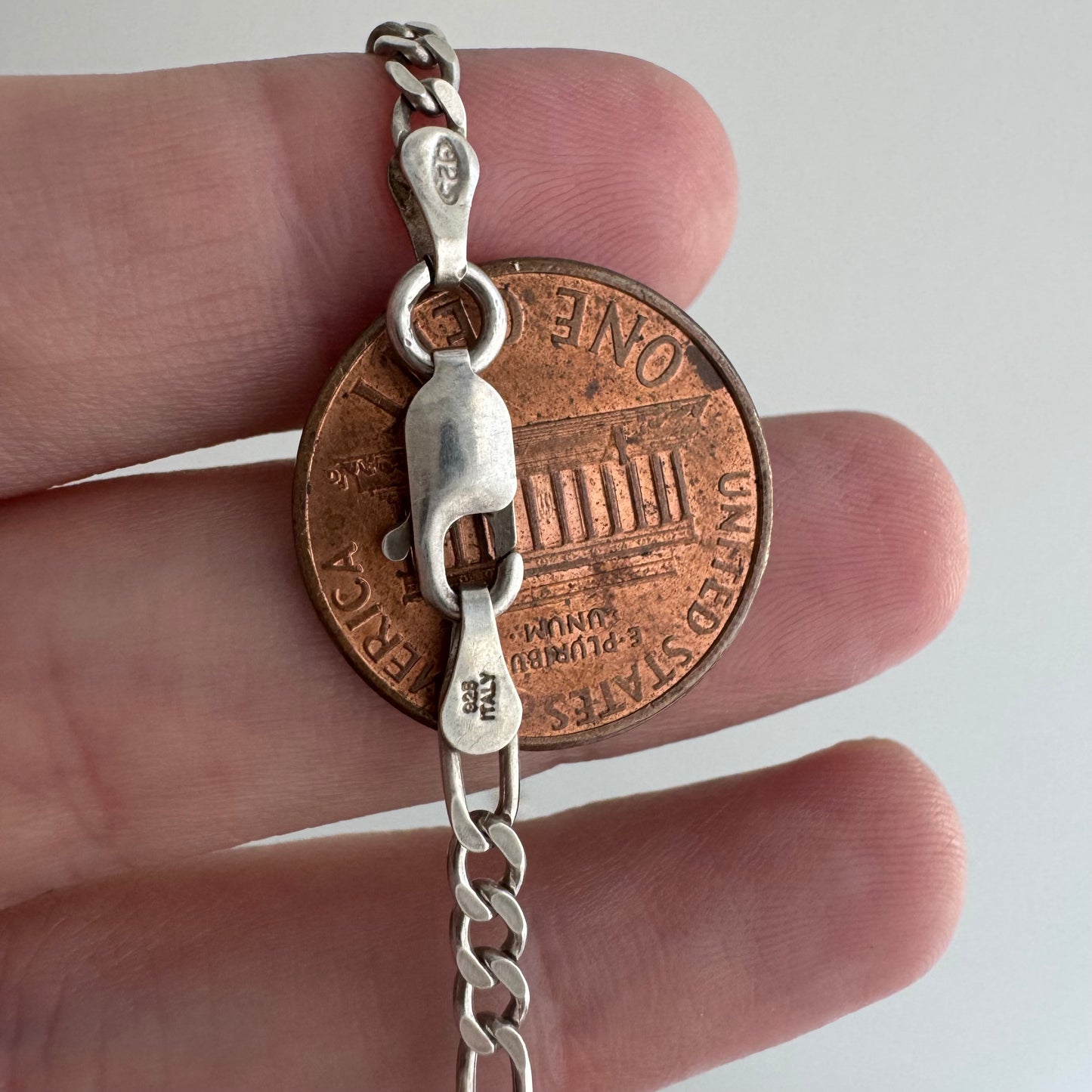 V I N T A G E // three to one / sterling silver three-to-one figaro pendant chain necklace / 20.5", 7.2g