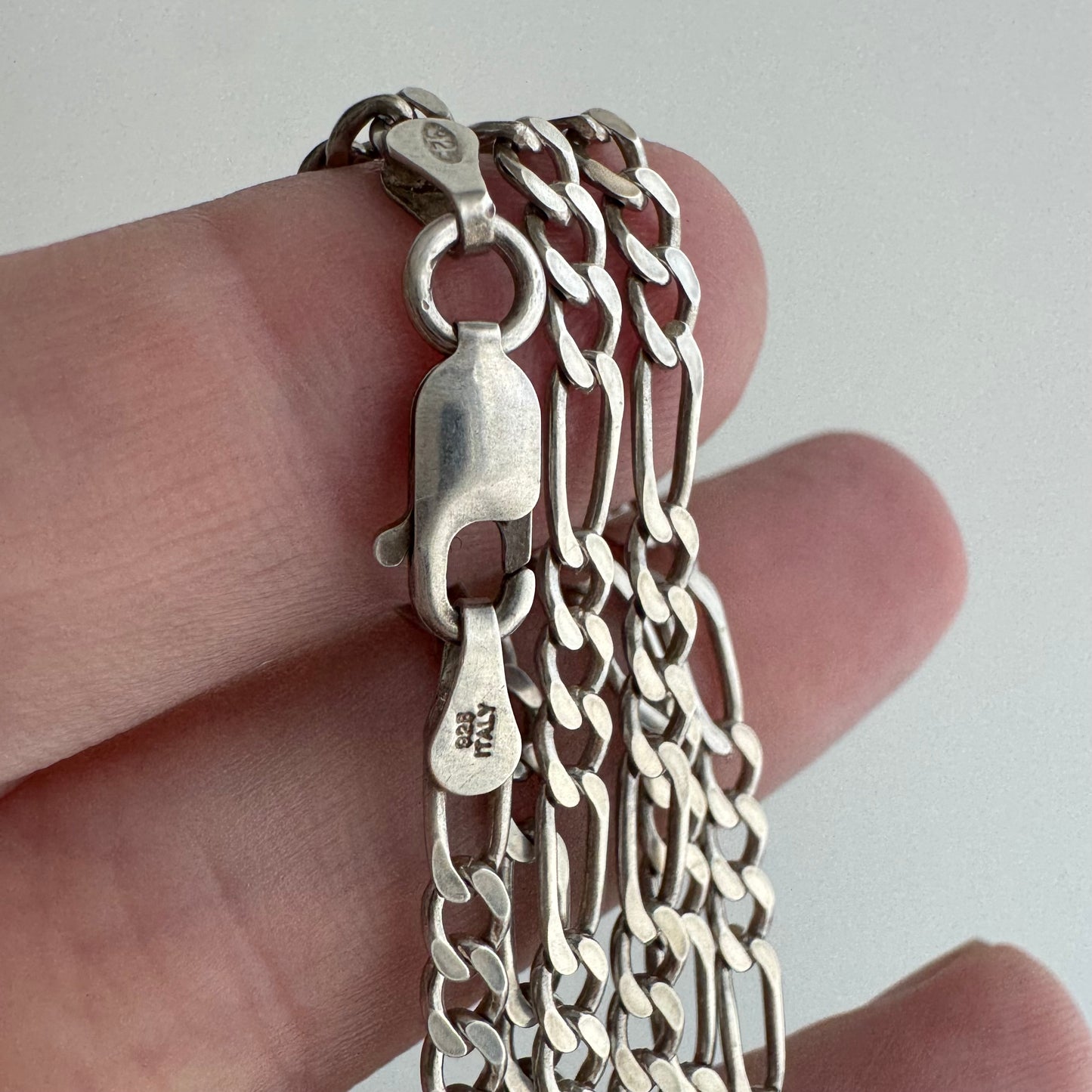 V I N T A G E // three to one / sterling silver three-to-one figaro pendant chain necklace / 20.5", 7.2g