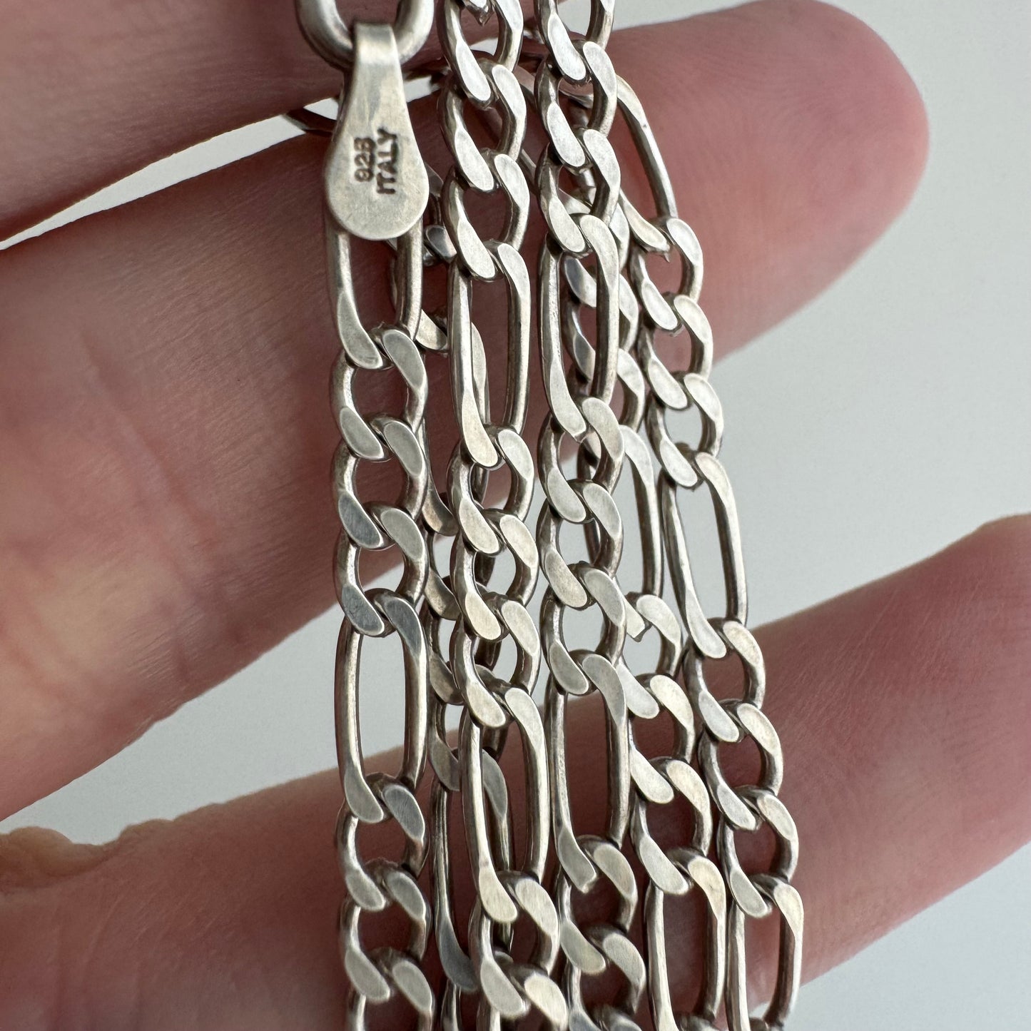 V I N T A G E // three to one / sterling silver three-to-one figaro pendant chain necklace / 20.5", 7.2g