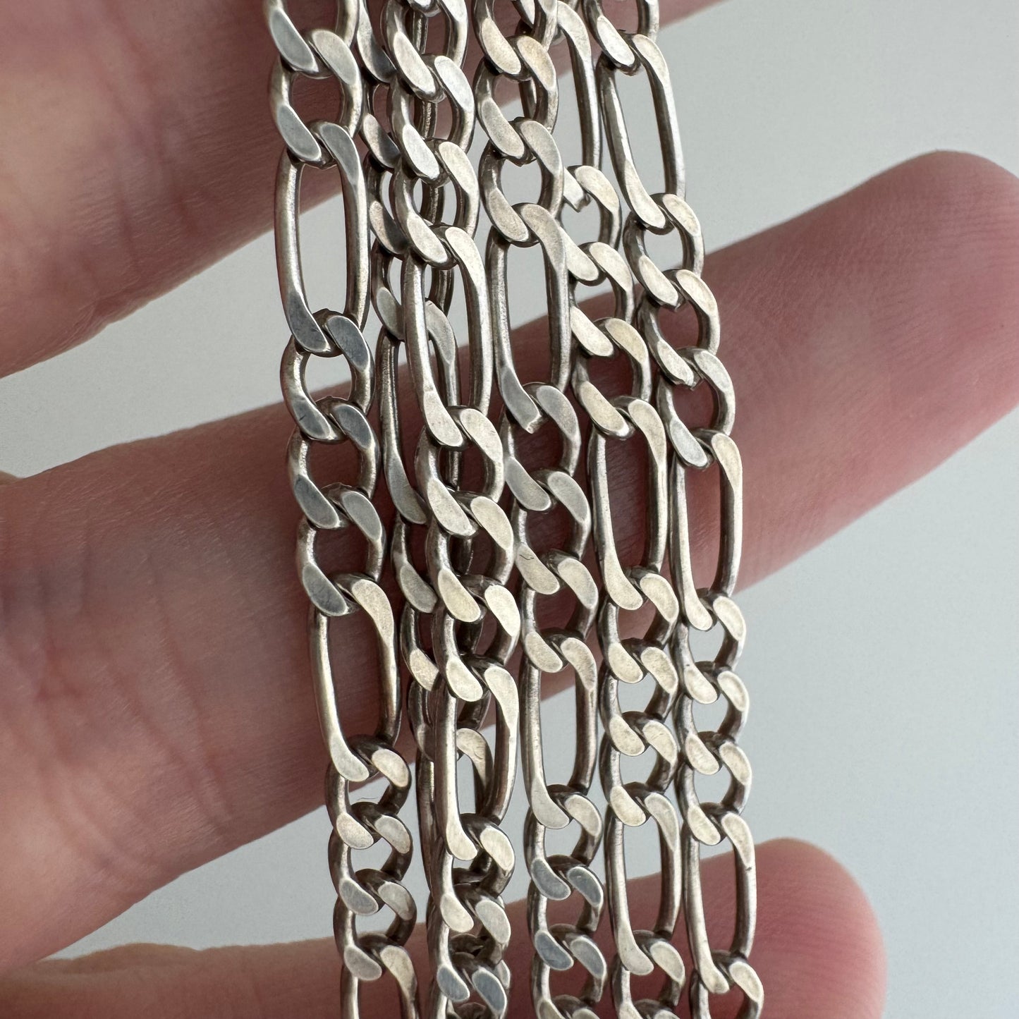 V I N T A G E // three to one / sterling silver three-to-one figaro pendant chain necklace / 20.5", 7.2g