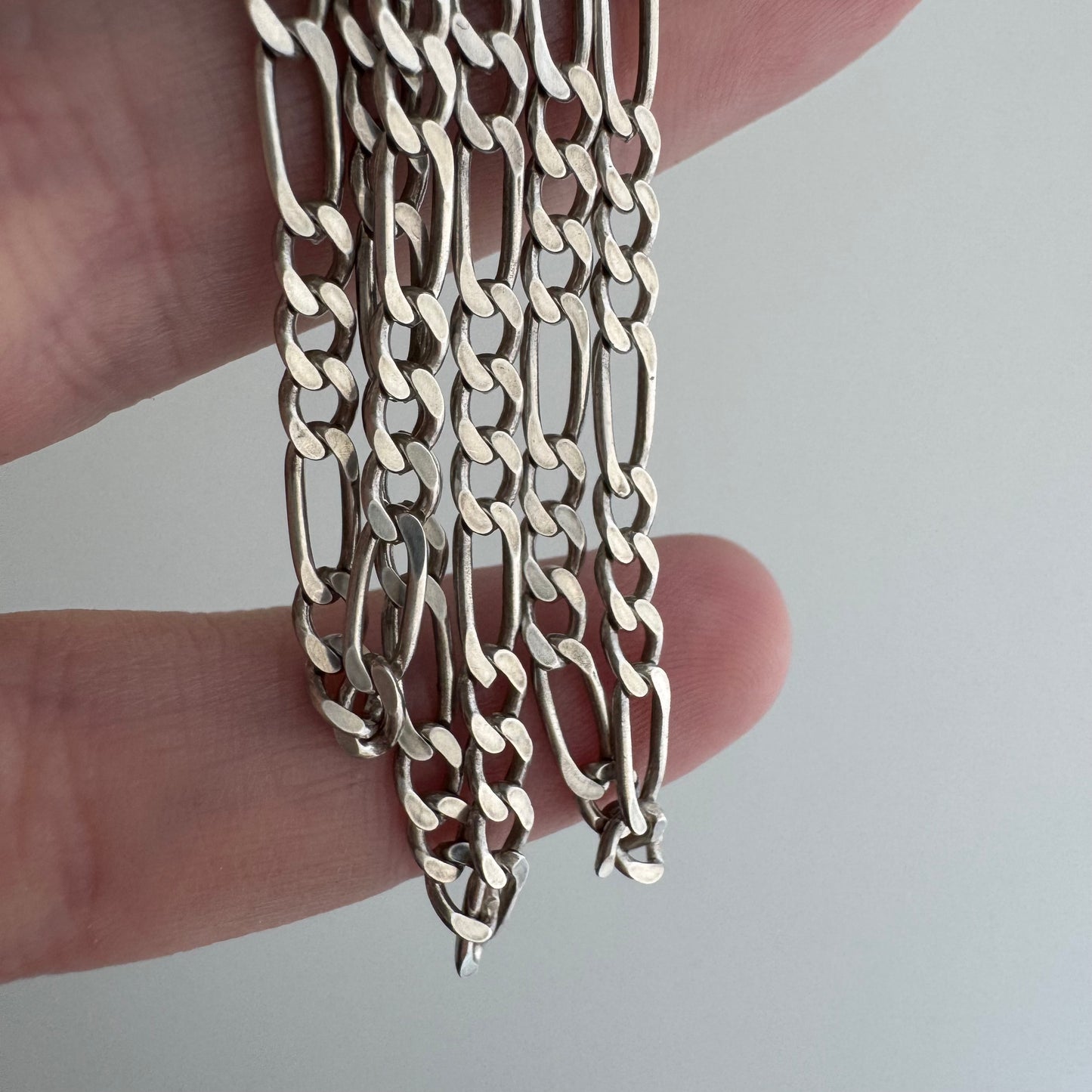 V I N T A G E // three to one / sterling silver three-to-one figaro pendant chain necklace / 20.5", 7.2g