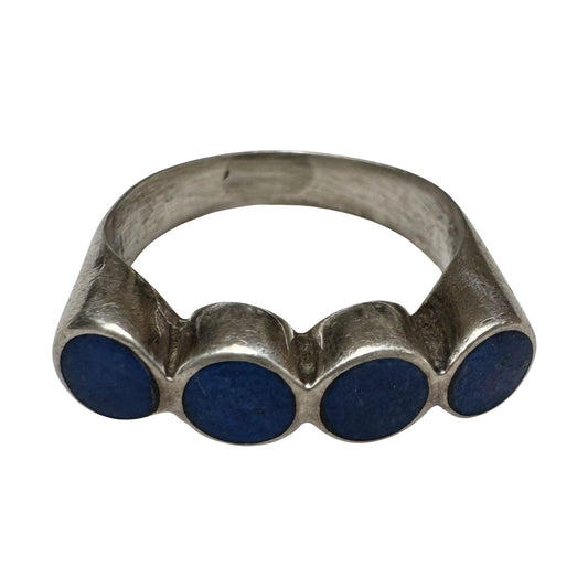 V I N T A G E // spectacular stacker / 940 sterling silver and lapis mid century bezel stacker / size 6