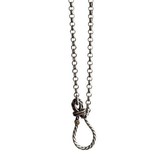 reimagined V I N T A G E // twisted connector / sterling silver rolo chain with carabiner pendant holder / 25.5", 50g
