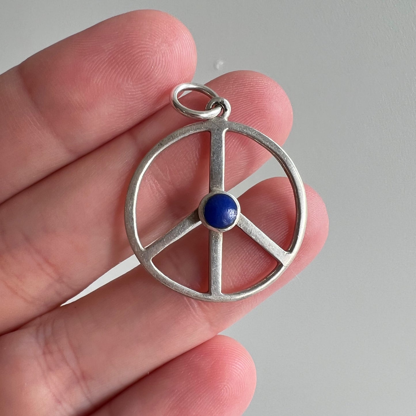 V I N T A G E // what we need right now / sterling silver and lapis peace sign / a pendant