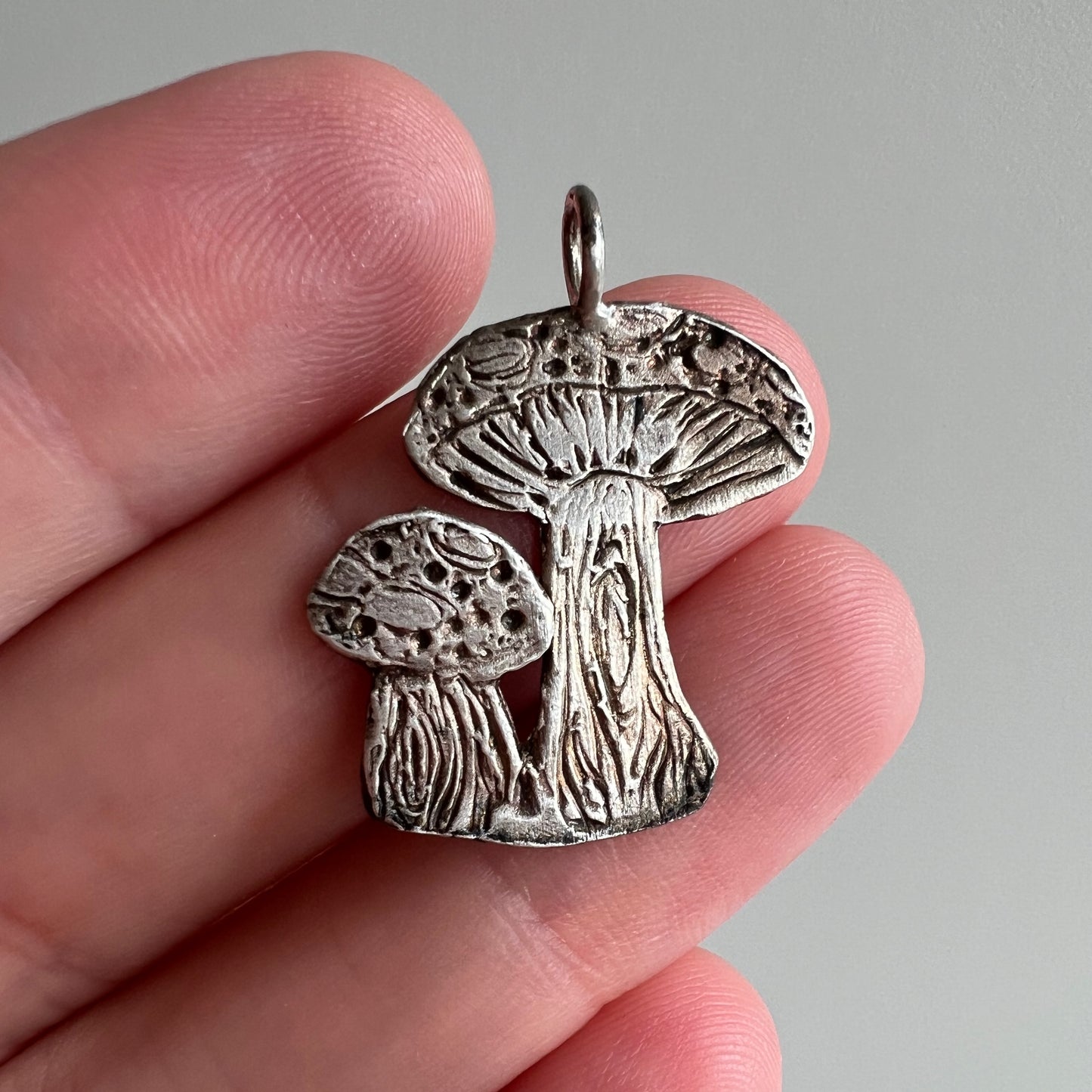 P R E - L O V E D // fantastic fungi / sterlings silver mushrooms by Odette / a pendant