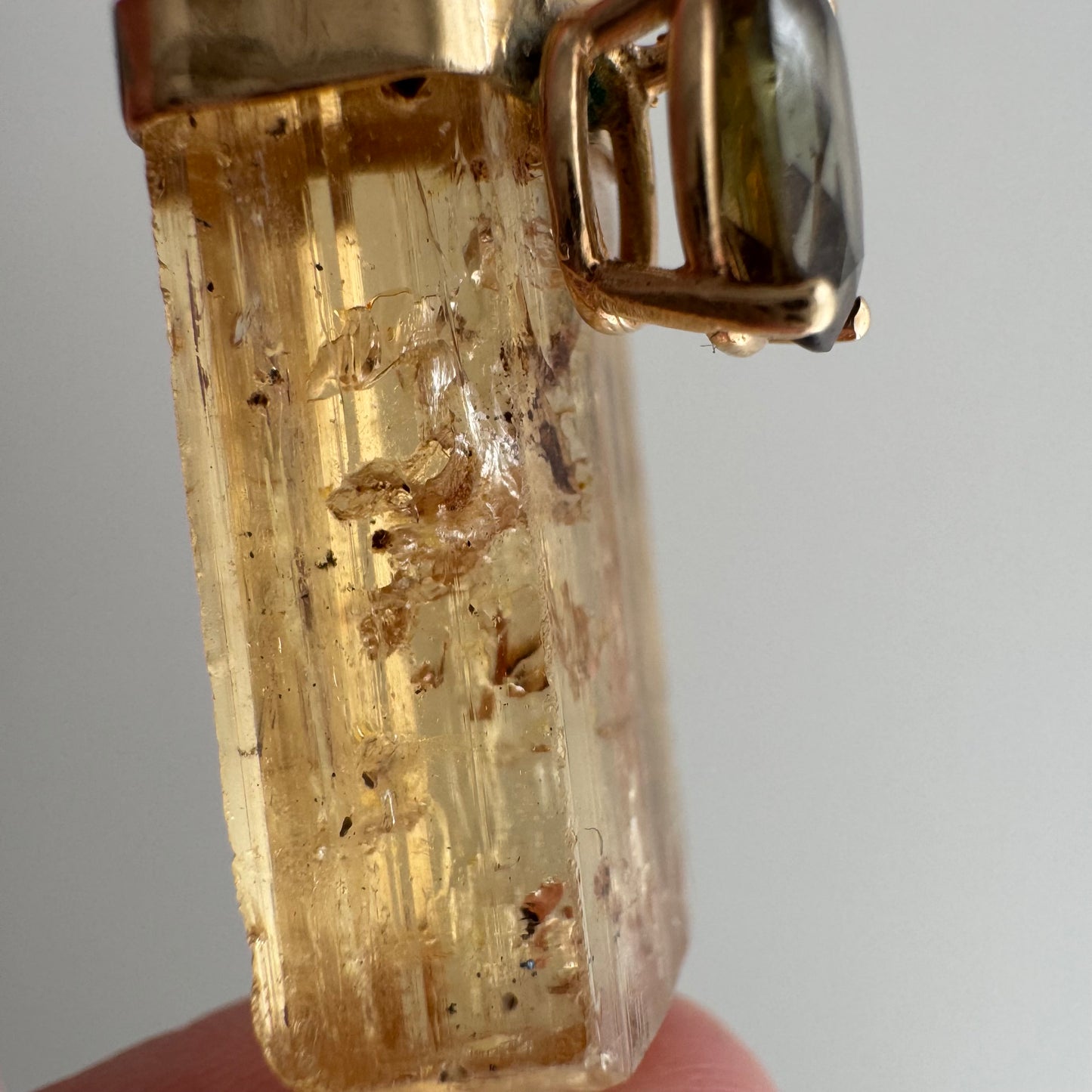 V I N T A G E // crystal magic / 14k with citrine crystal point and green brown bicolor tourmaline / a pendant