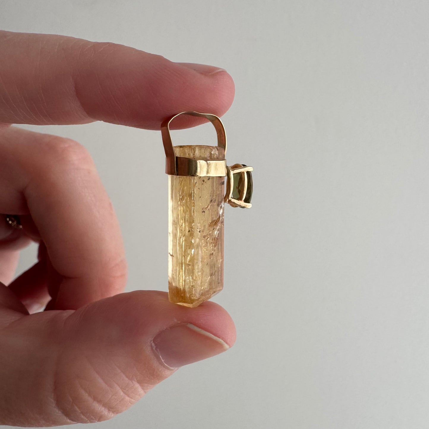 V I N T A G E // crystal magic / 14k with citrine crystal point and green brown bicolor tourmaline / a pendant