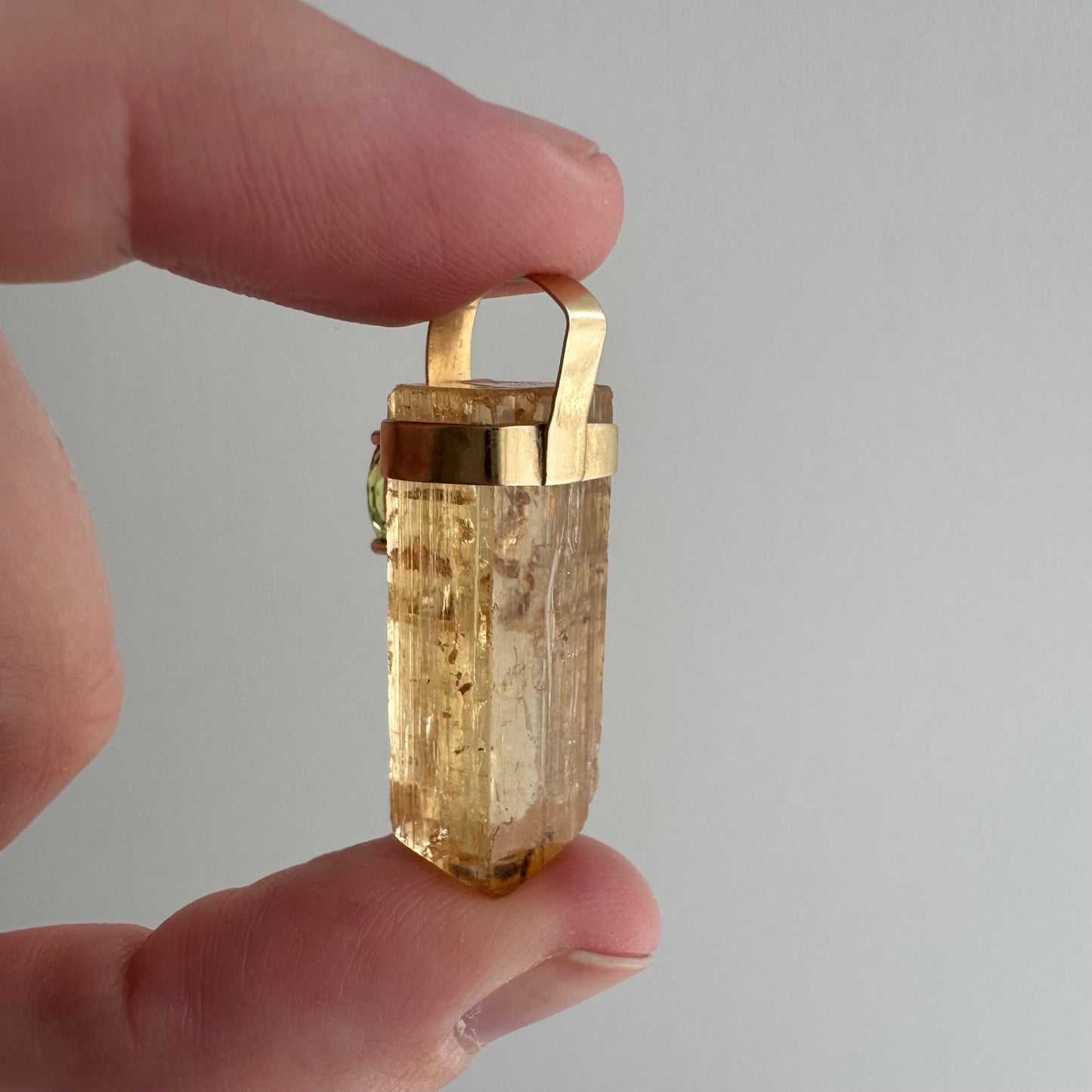 V I N T A G E // crystal magic / 14k with citrine crystal point and green brown bicolor tourmaline / a pendant