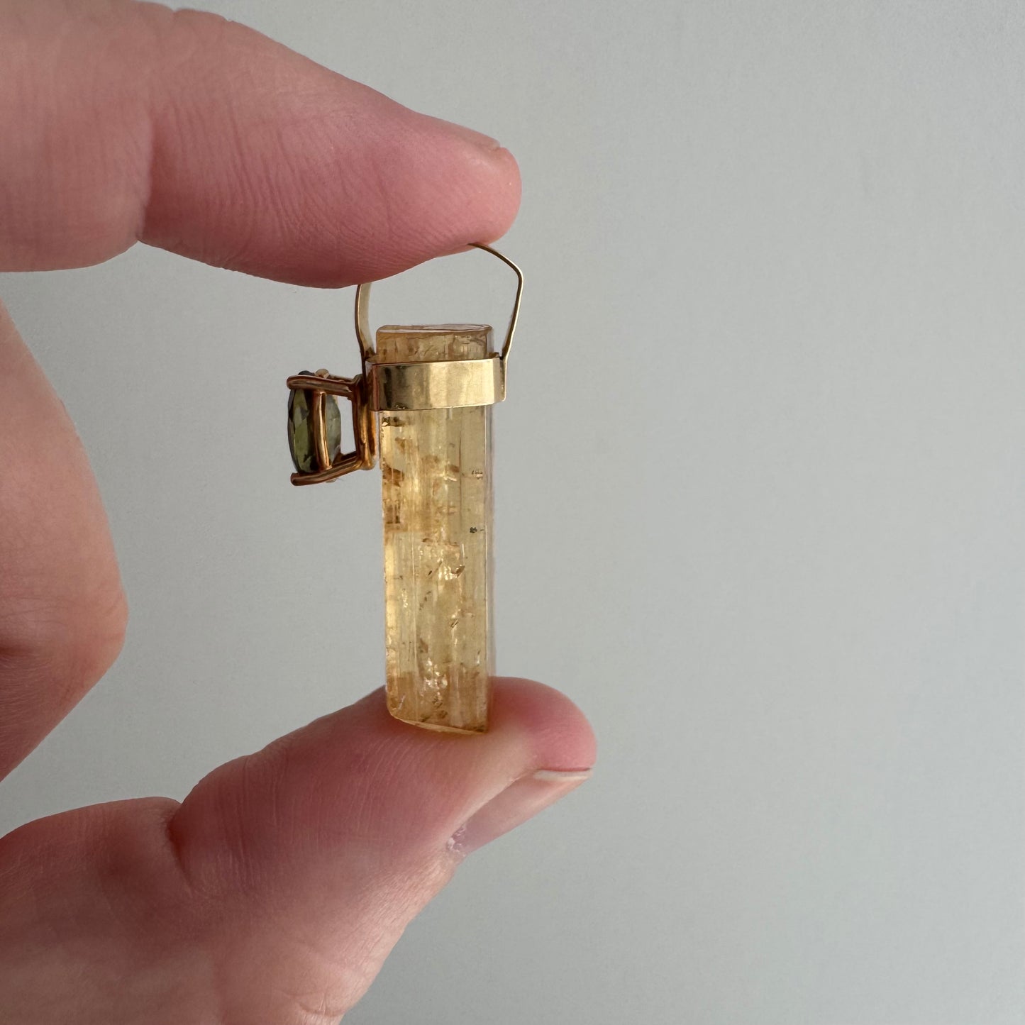 V I N T A G E // crystal magic / 14k with citrine crystal point and green brown bicolor tourmaline / a pendant
