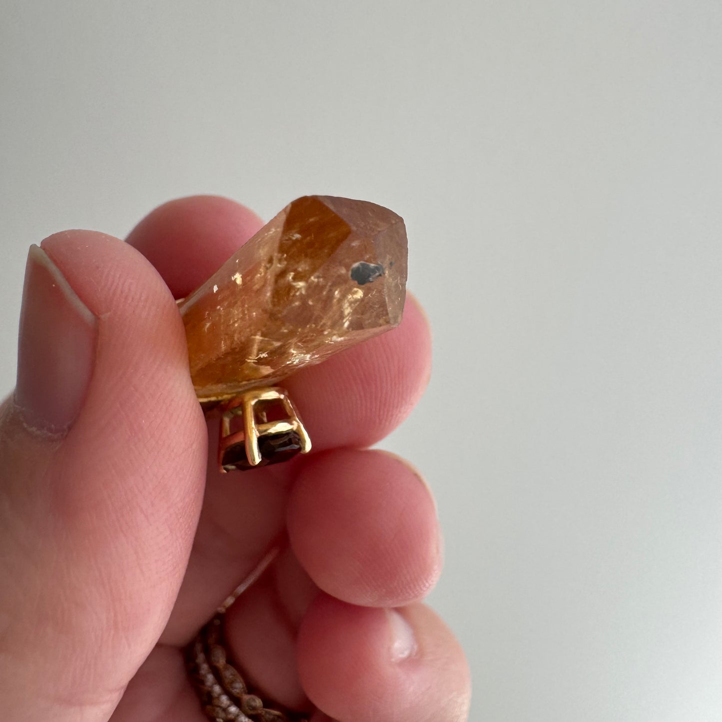 V I N T A G E // crystal magic / 14k with citrine crystal point and green brown bicolor tourmaline / a pendant