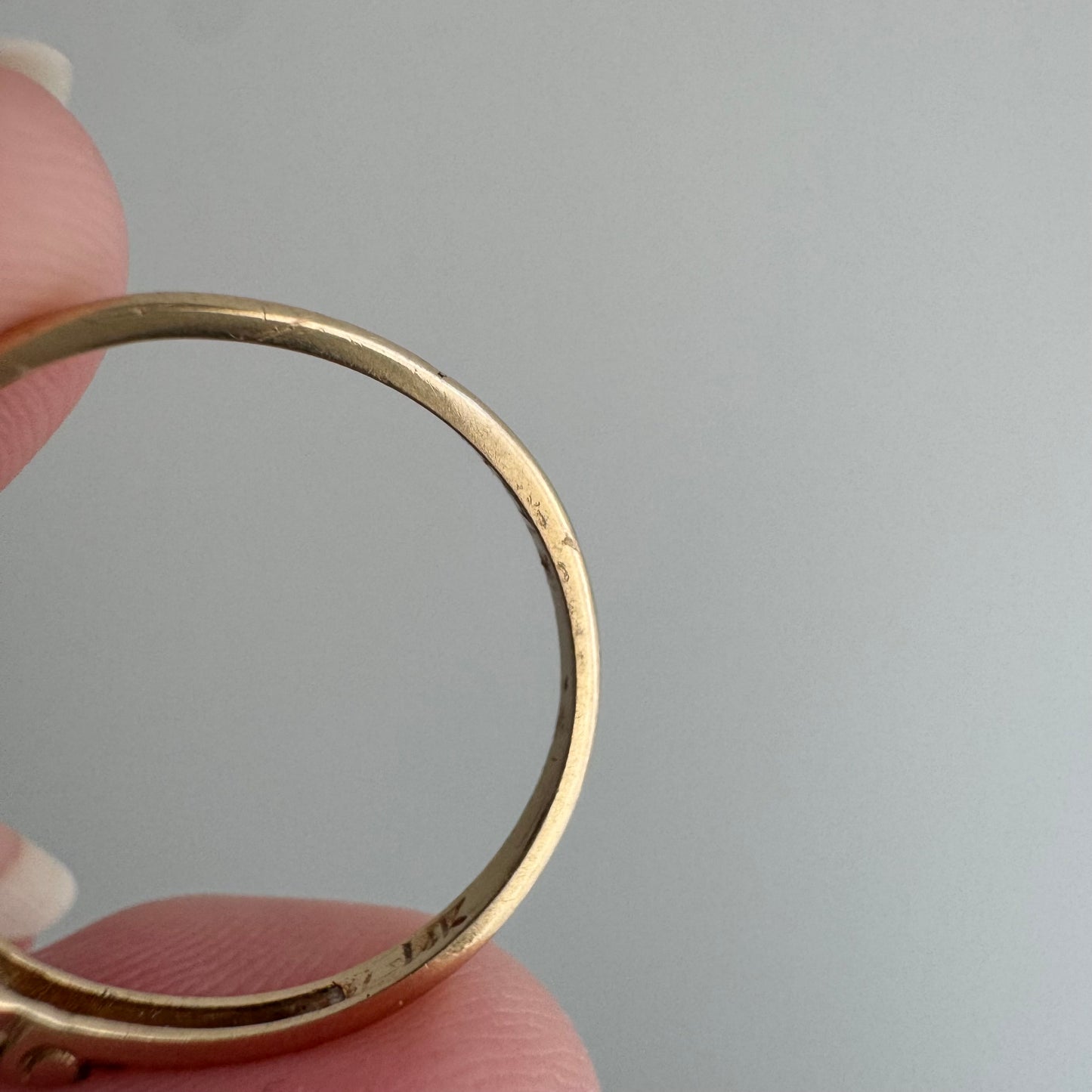 A N T I Q U E // five in a row / 14k yellow and white gold late art deco five stone boat band / size 6+