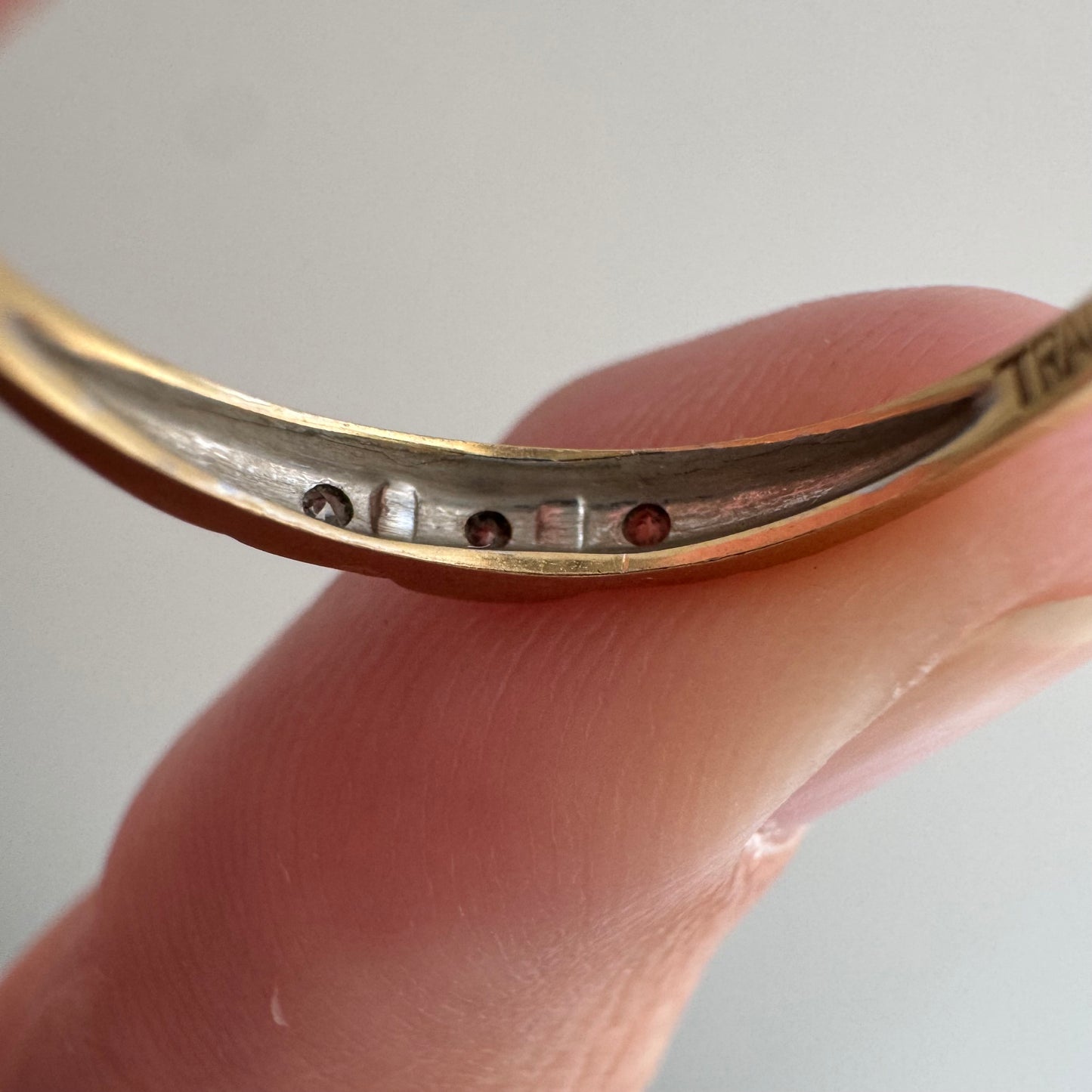 A N T I Q U E // pave blooms / 14k yellow gold art deco diamond trilogy band / size 4.75