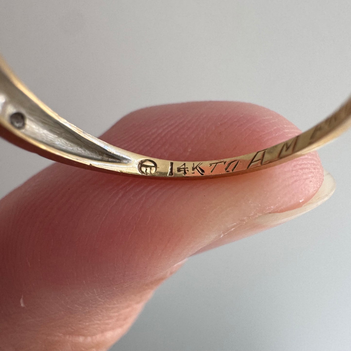 A N T I Q U E // pave blooms / 14k yellow gold art deco diamond trilogy band / size 4.75