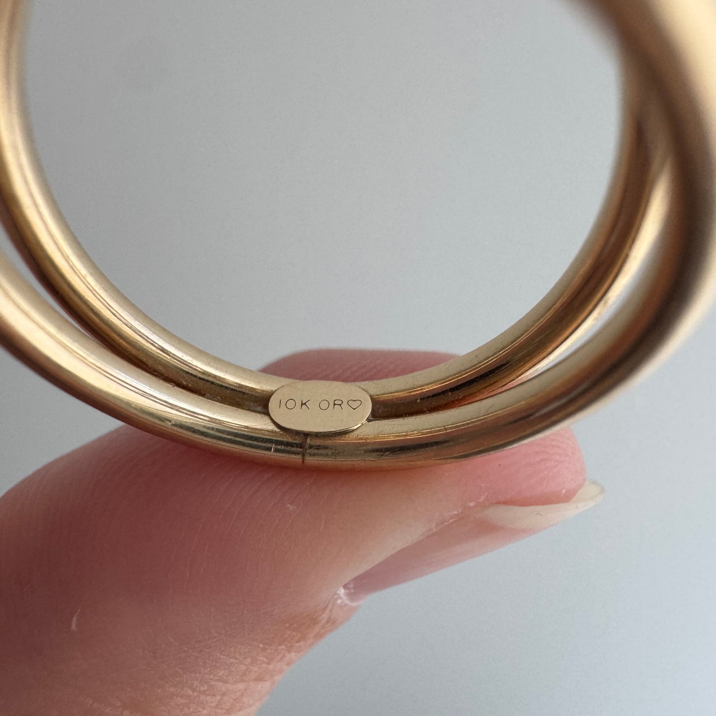 S E C O N D  S A L E // 10k bicolor MOM WOW tapered wide band / size 8