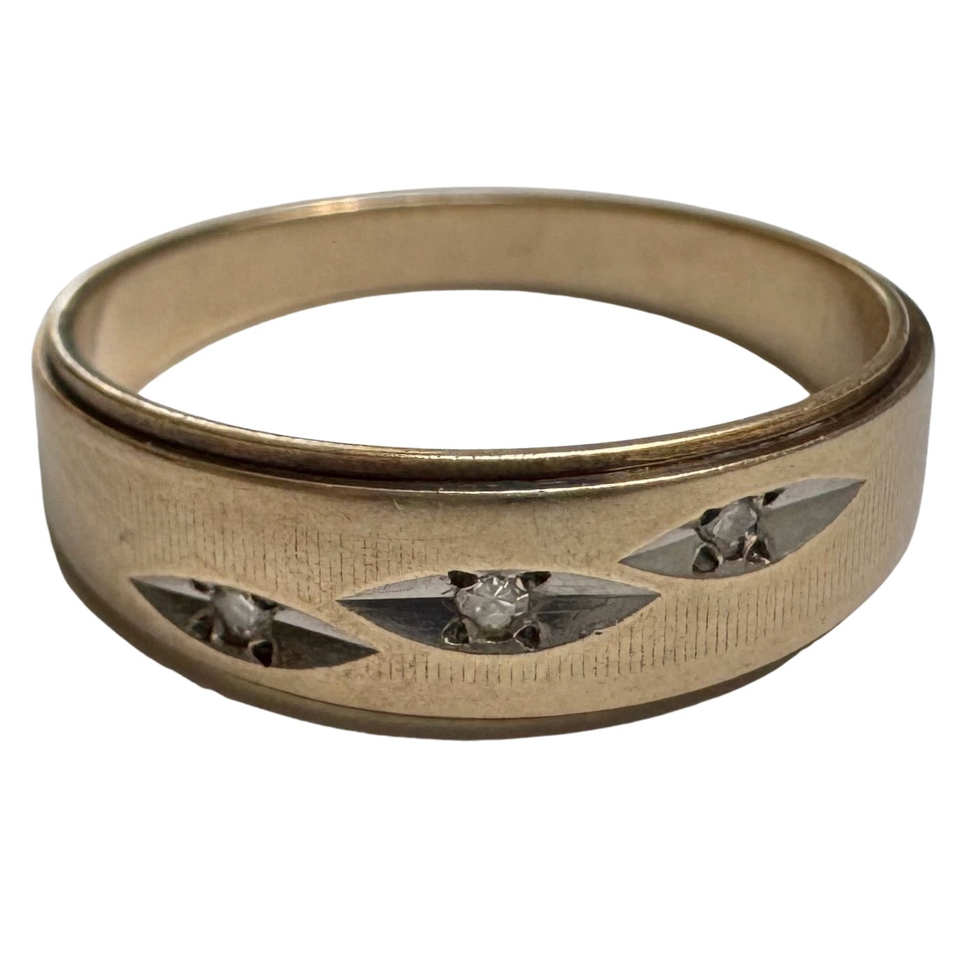 V I N T A G E // they come in peace / 10k and diamond flying saucer tapered band / size 6