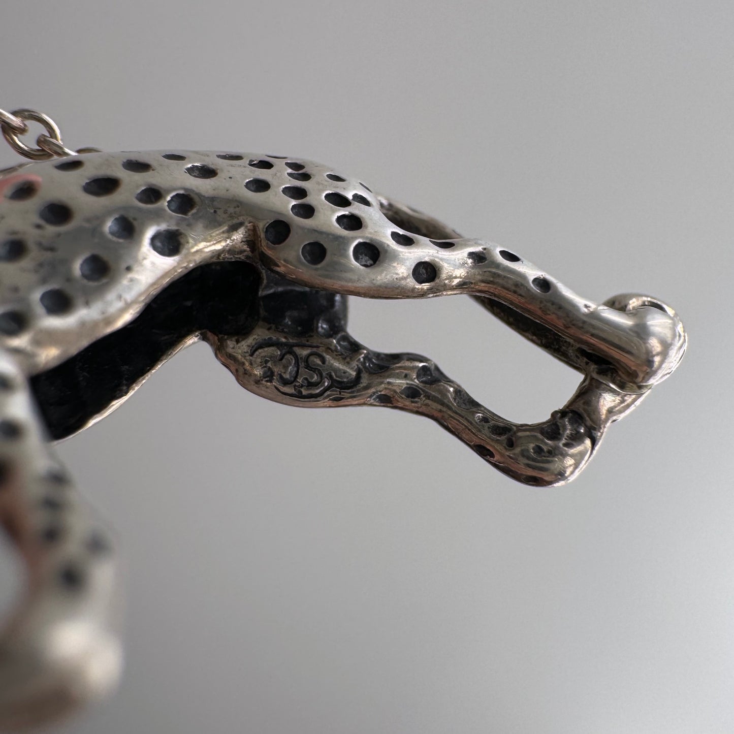 E S T A T E // a leopard can change her spots / sterling silver 3D leopard pendant and cable chain / a necklace