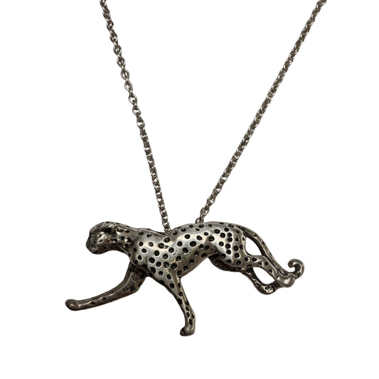 E S T A T E // a leopard can change her spots / sterling silver 3D leopard pendant and cable chain / a necklace