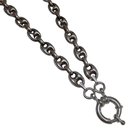 reimagined V I N T A G E // modern day watch chain / re-worked sterling silver puffy mariner anchor link chain / 18.25", 17.6g