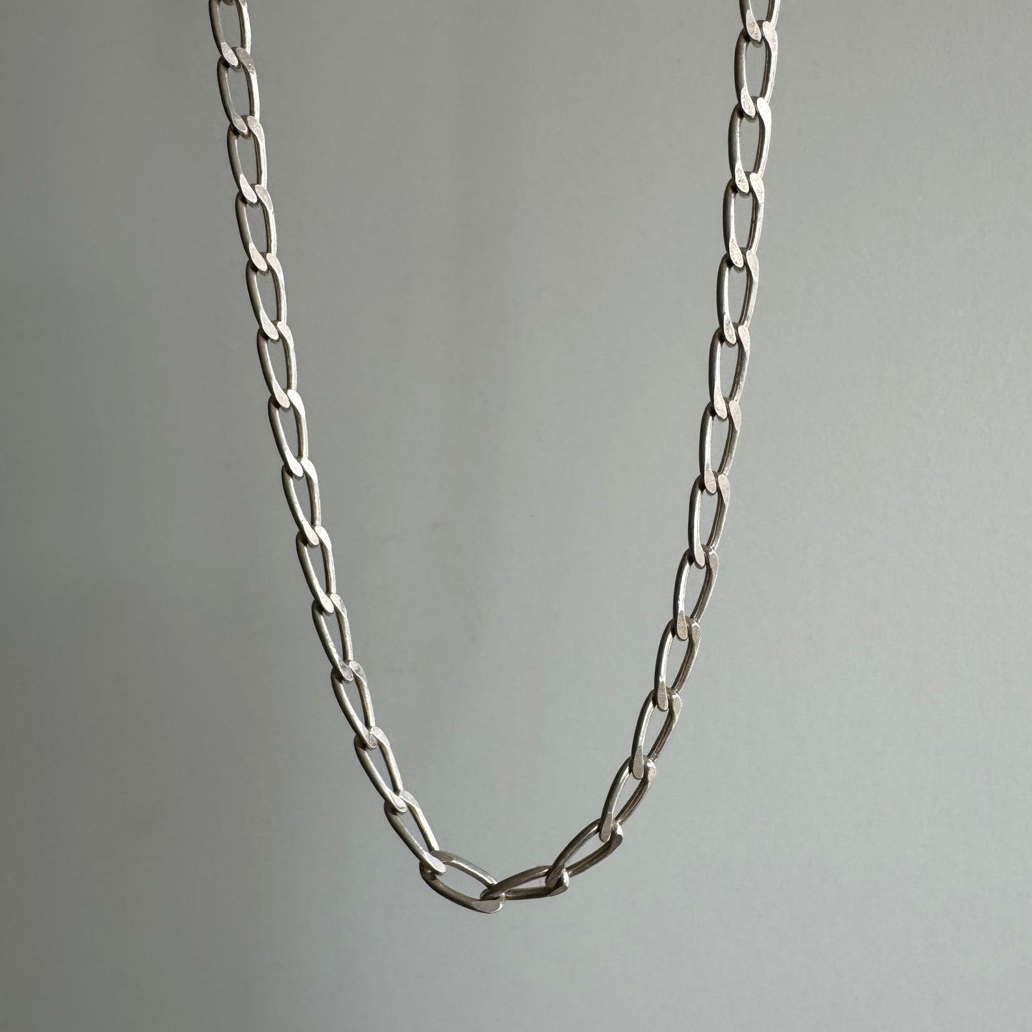 V I N T A G E // oval curb paperclip / sterling silver oval curb chain necklace / 30.25", 16g