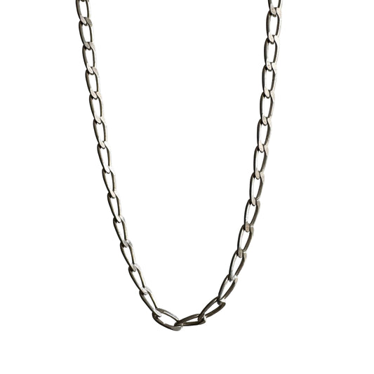 V I N T A G E // oval curb paperclip / sterling silver oval curb chain necklace / 30.25", 16g