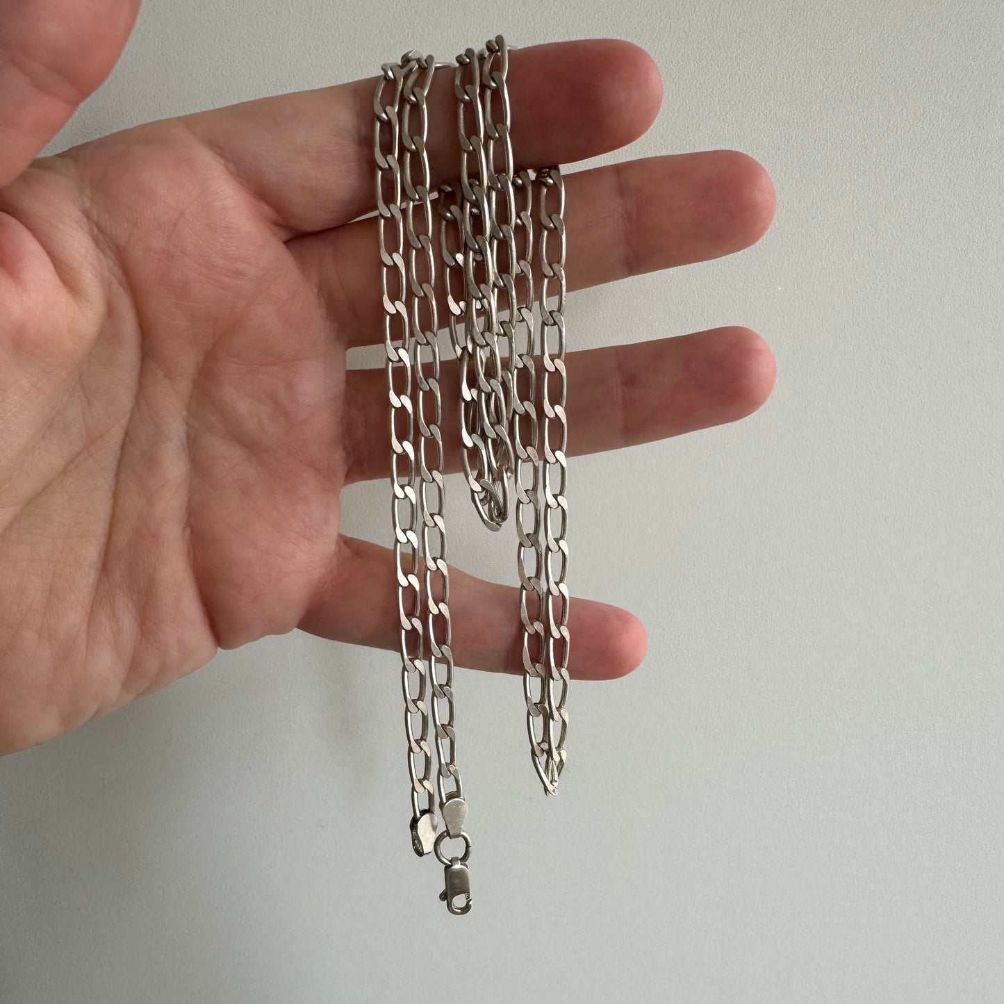 V I N T A G E // oval curb paperclip / sterling silver oval curb chain necklace / 30.25", 16g