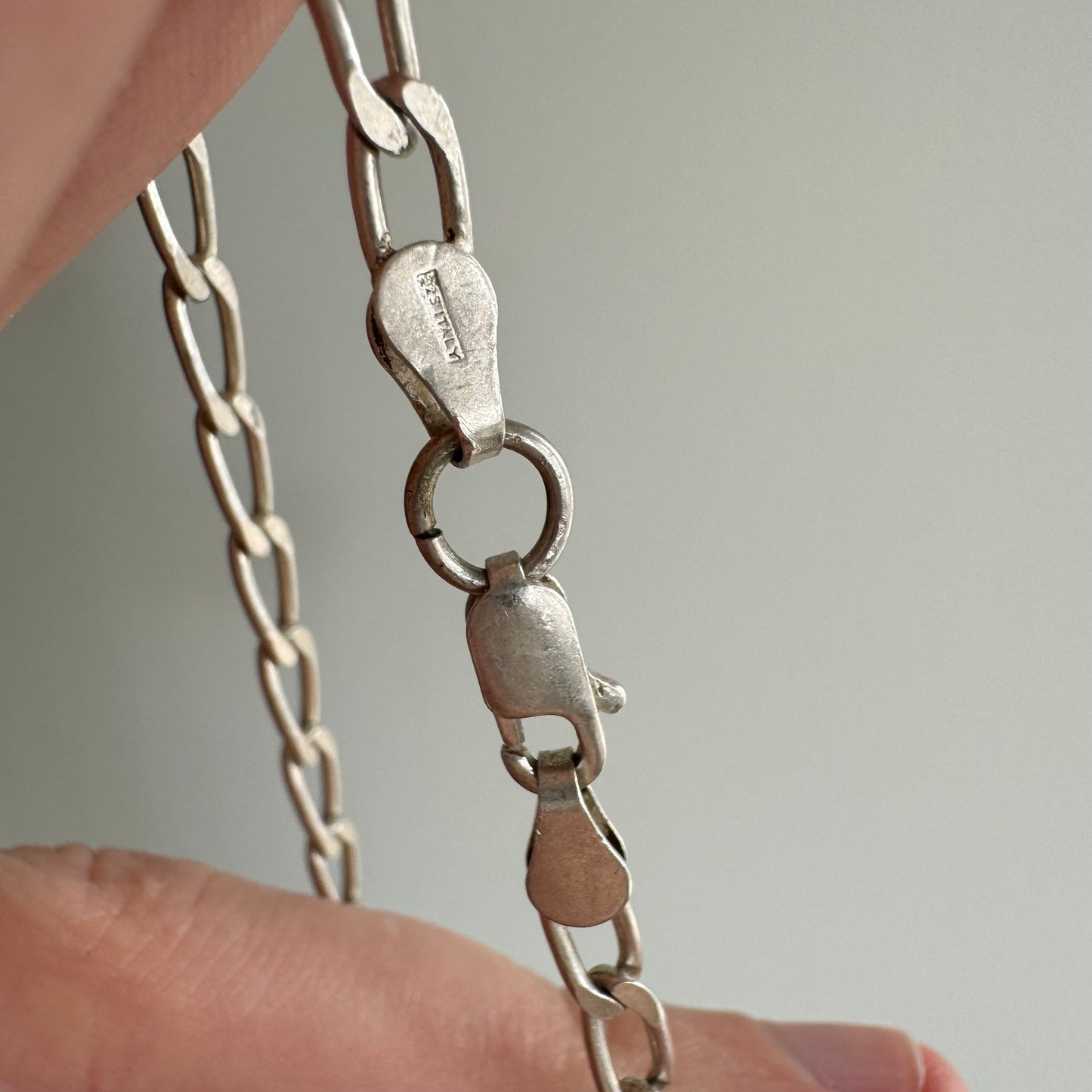 V I N T A G E // oval curb paperclip / sterling silver oval curb chain necklace / 30.25", 16g