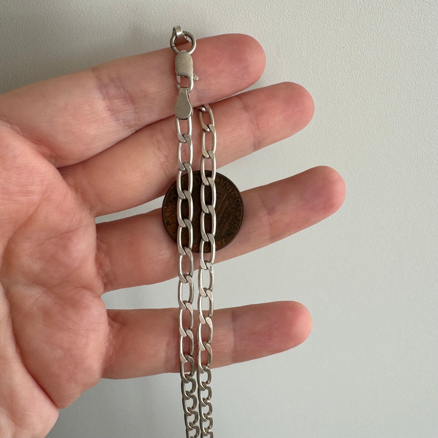 V I N T A G E // oval curb paperclip / sterling silver oval curb chain necklace / 30.25", 16g