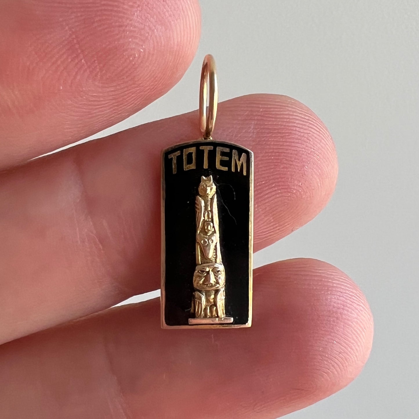 reimagined V I N T A G E // tiniest totem / 10k yellow gold and enamel TOTEM sorority pin conversion / a pendant