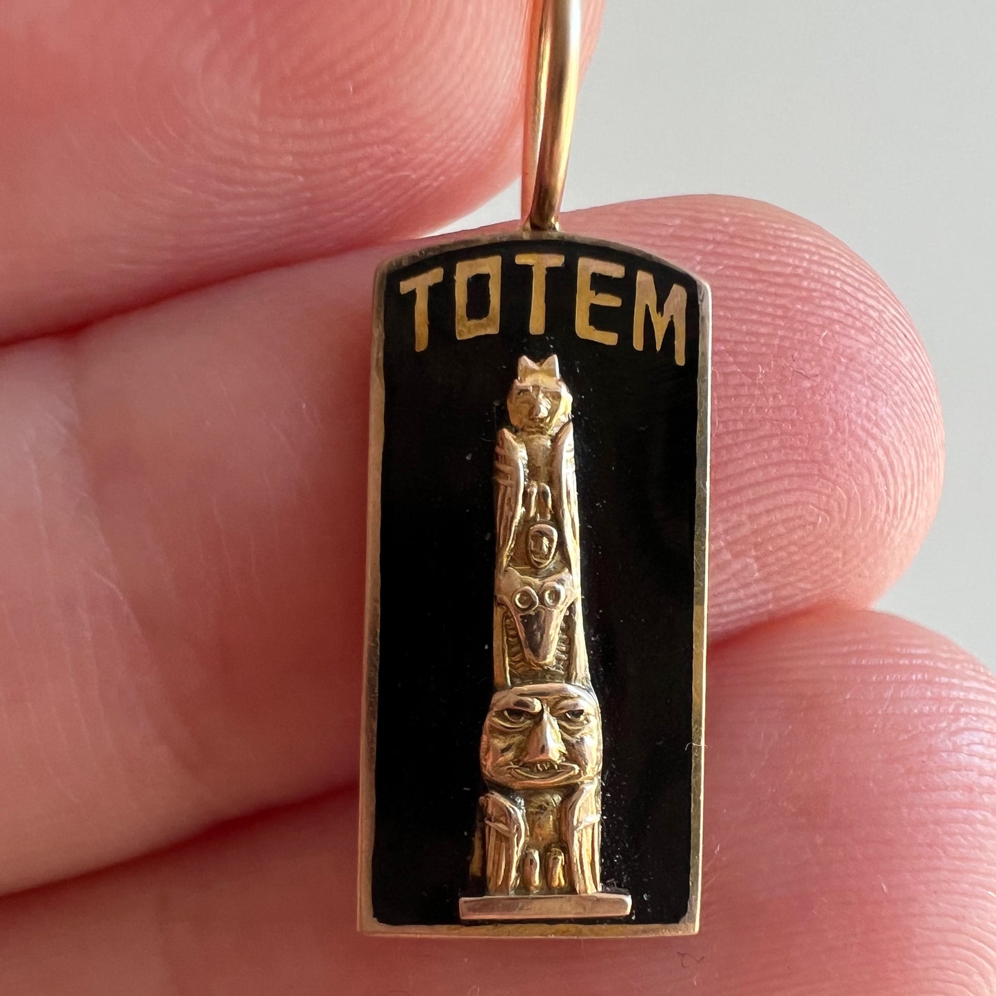 reimagined V I N T A G E // tiniest totem / 10k yellow gold and enamel TOTEM sorority pin conversion / a pendant