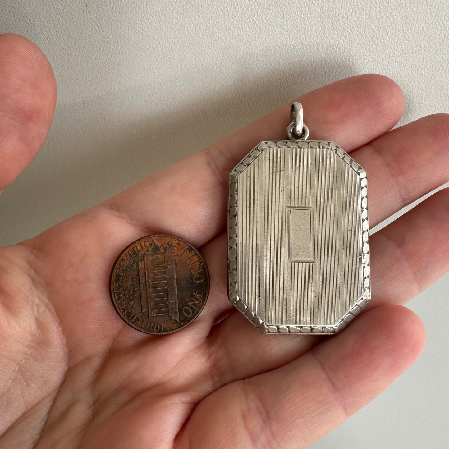 V I N T A G E // art deco memories / sterling silver octagonal locket / a pendant or fob