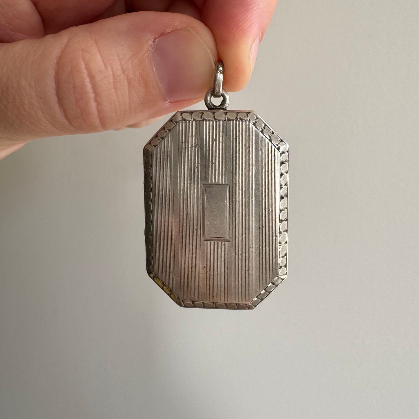 V I N T A G E // art deco memories / sterling silver octagonal locket / a pendant or fob