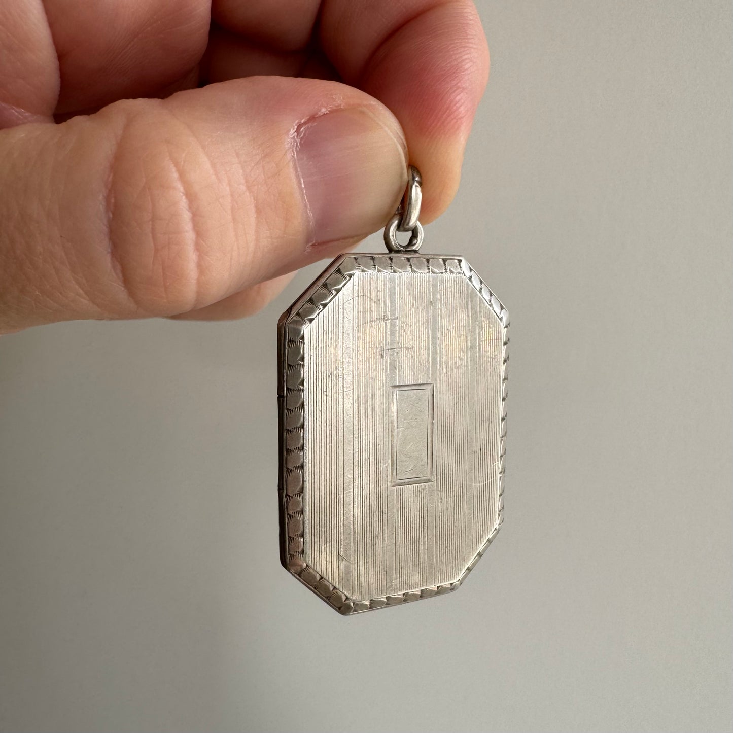 V I N T A G E // art deco memories / sterling silver octagonal locket / a pendant or fob