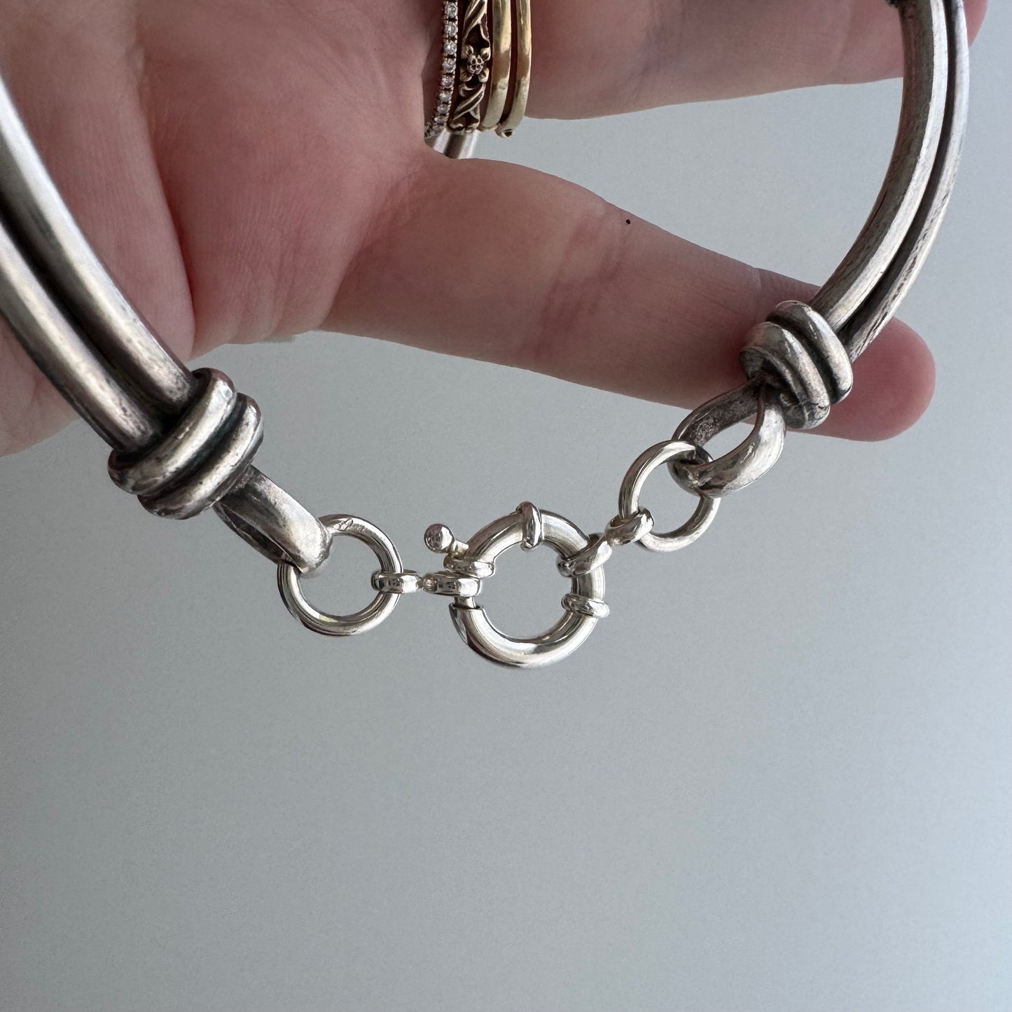 reimagined V I N T A G E // modern day watch chain / re-worked sterling silver curved bar link chain / ~16.5", 86.9g