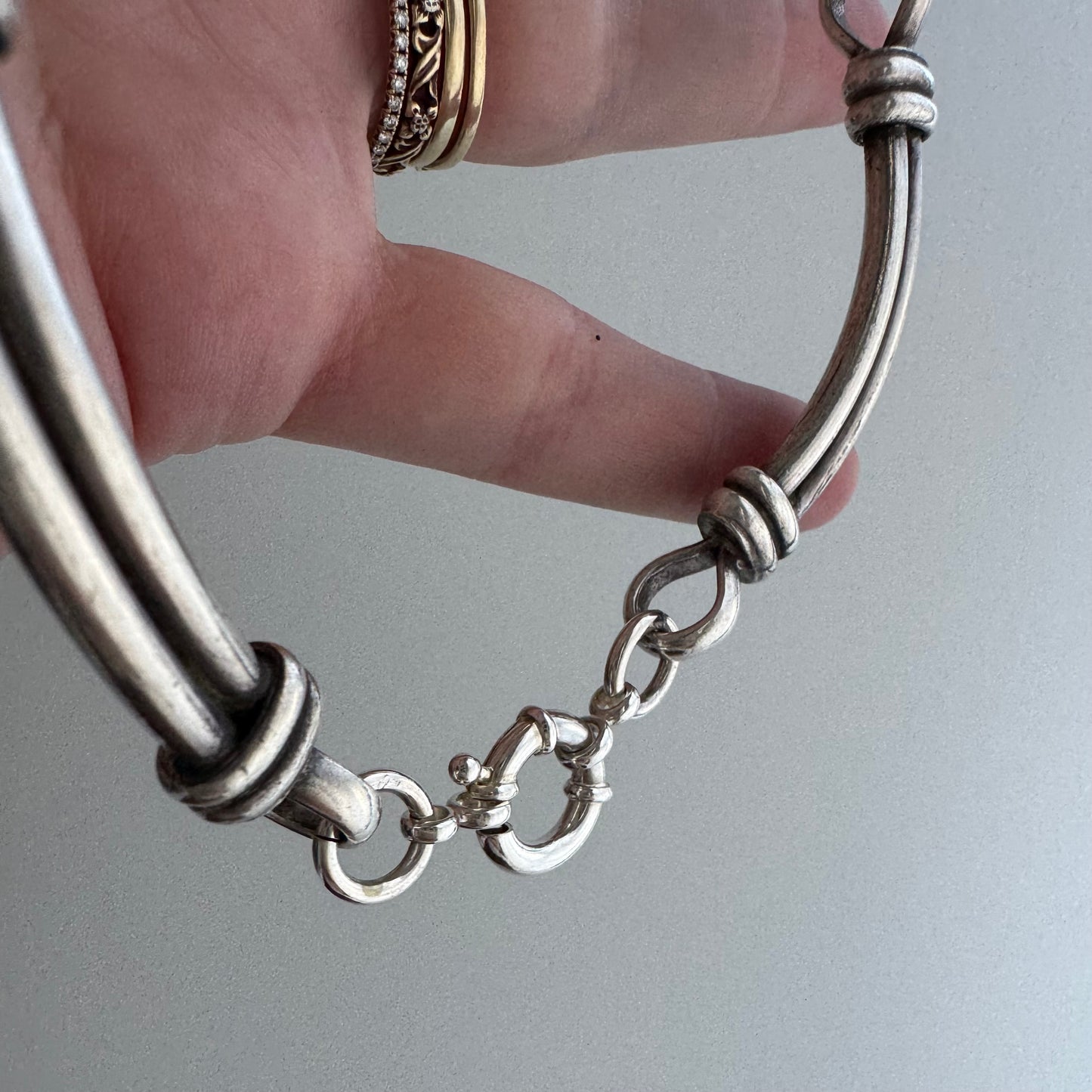 reimagined V I N T A G E // modern day watch chain / re-worked sterling silver curved bar link chain / ~16.5", 86.9g