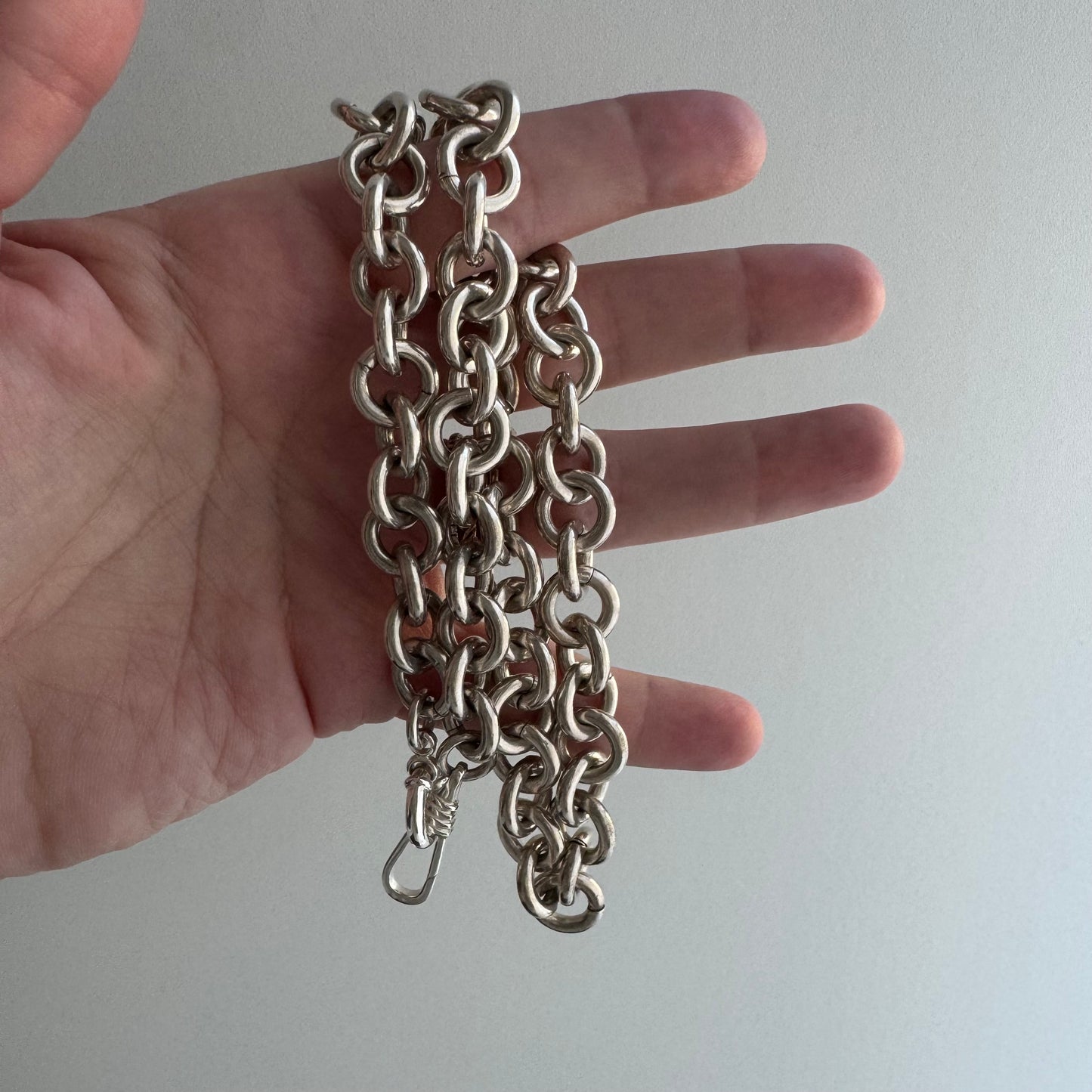 reimagined V I N T A G E // modern day watch chain / chunky sterling silver cable chain with new clasps / 18", 89.3g