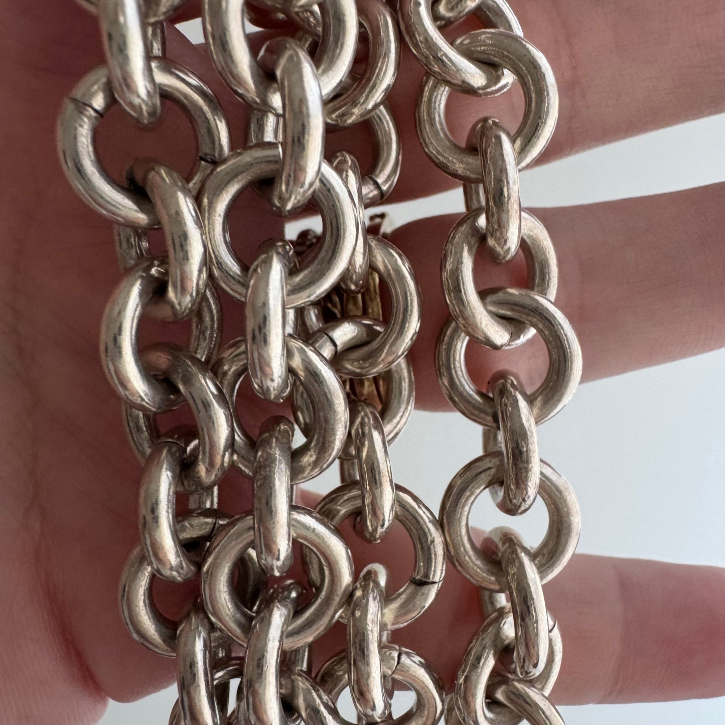 reimagined V I N T A G E // modern day watch chain / chunky sterling silver cable chain with new clasps / 18", 89.3g