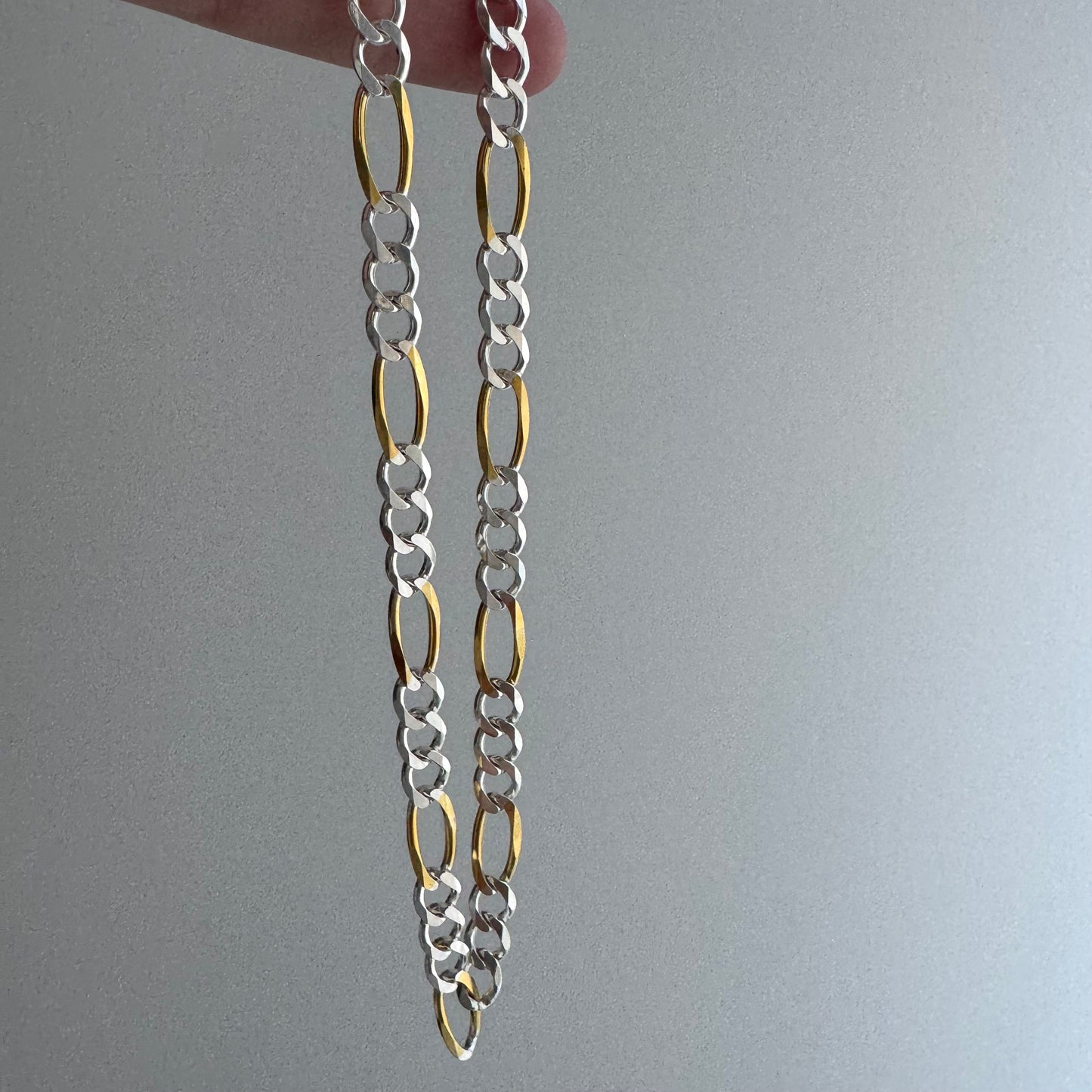 reimagined V I N T A G E // modern day watch chain / re-worked sterling two tone figaro chain / 16.5", 15g