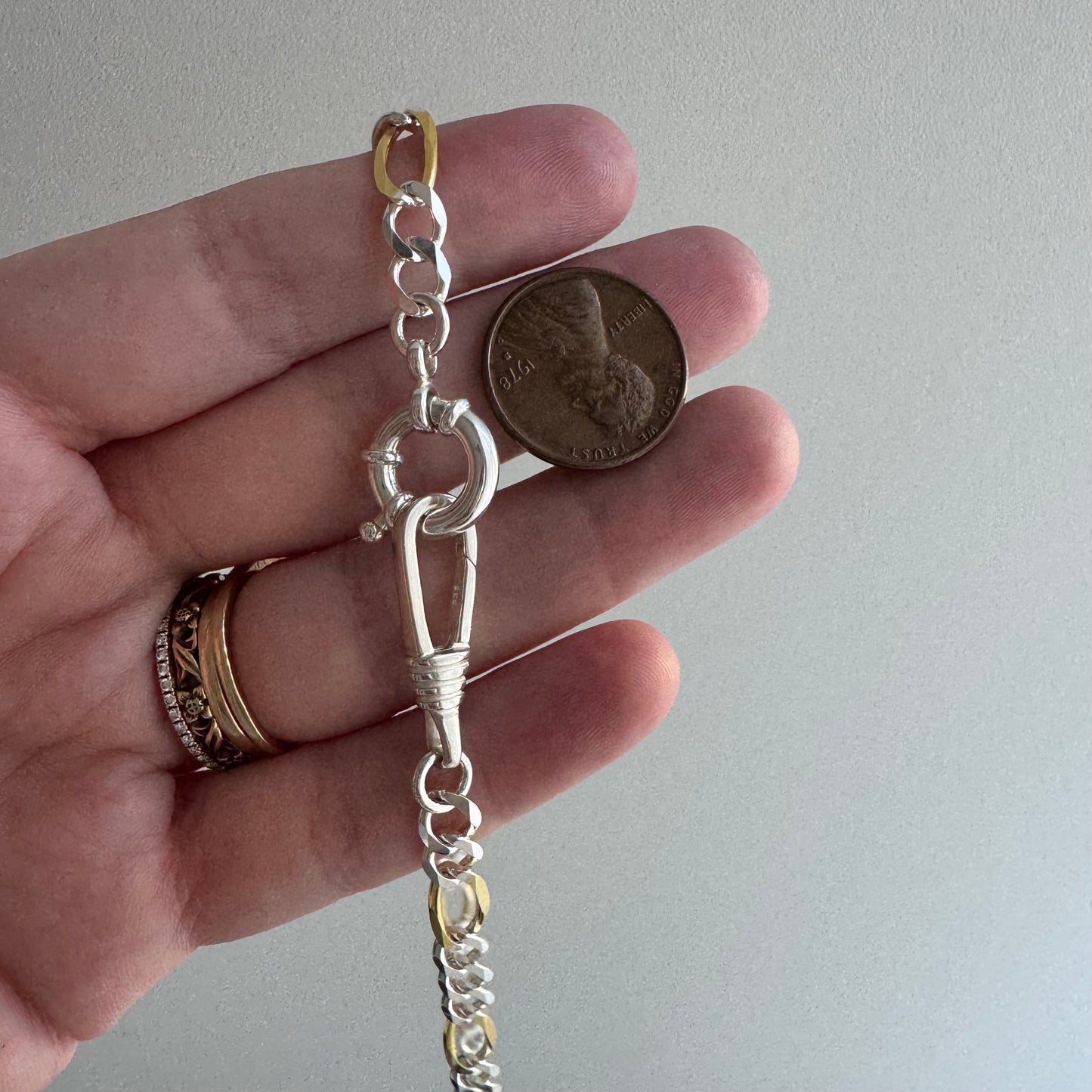 reimagined V I N T A G E // modern day watch chain / re-worked sterling two tone figaro chain / 16.5", 15g