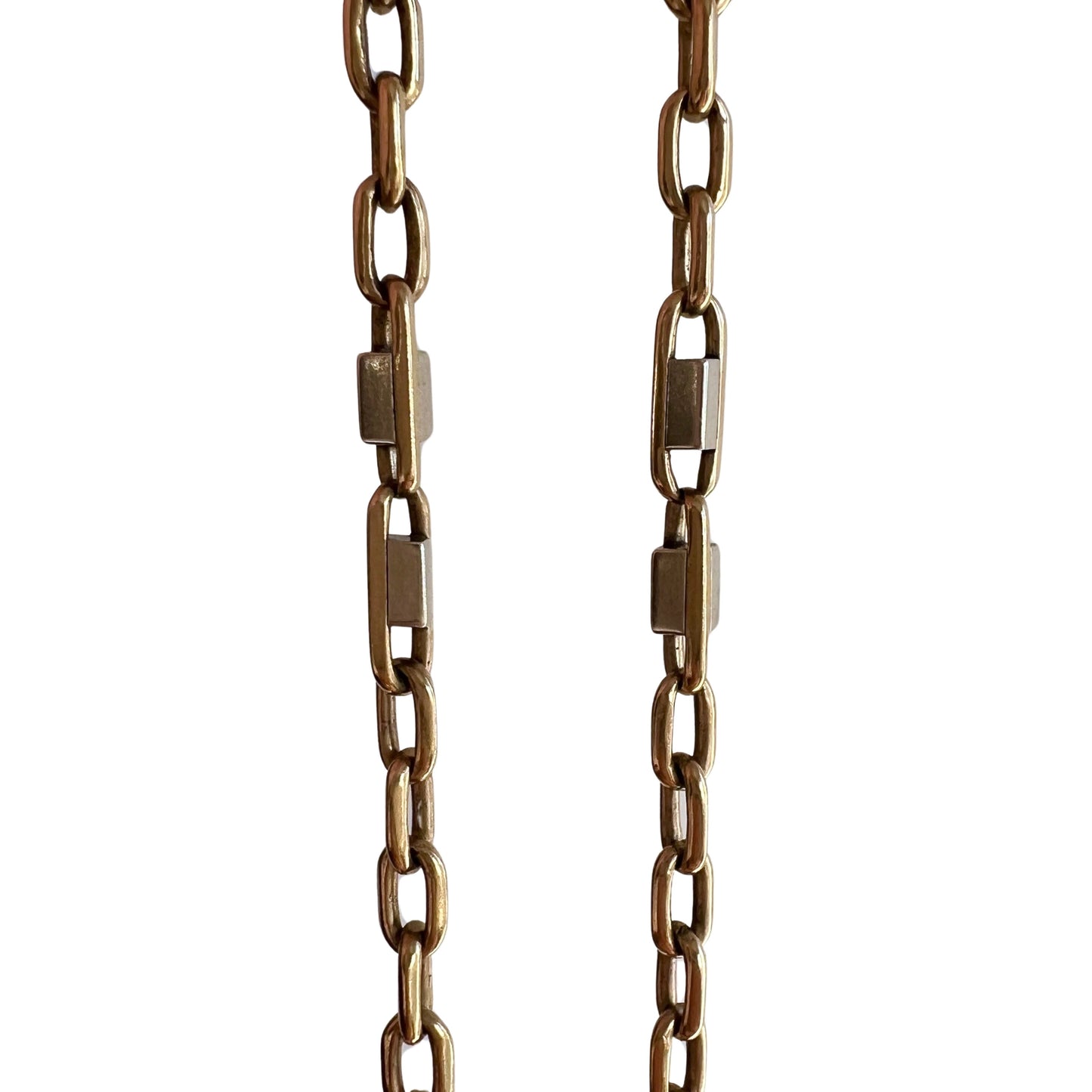 V I N T A G E // fancy biker / 9k 375 yellow and white gold biker station chain / 20.5", 13g