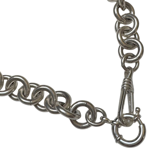 reimagined V I N T A G E // modern day watch chain / chunky sterling silver cable chain with new clasps / 18", 89.3g