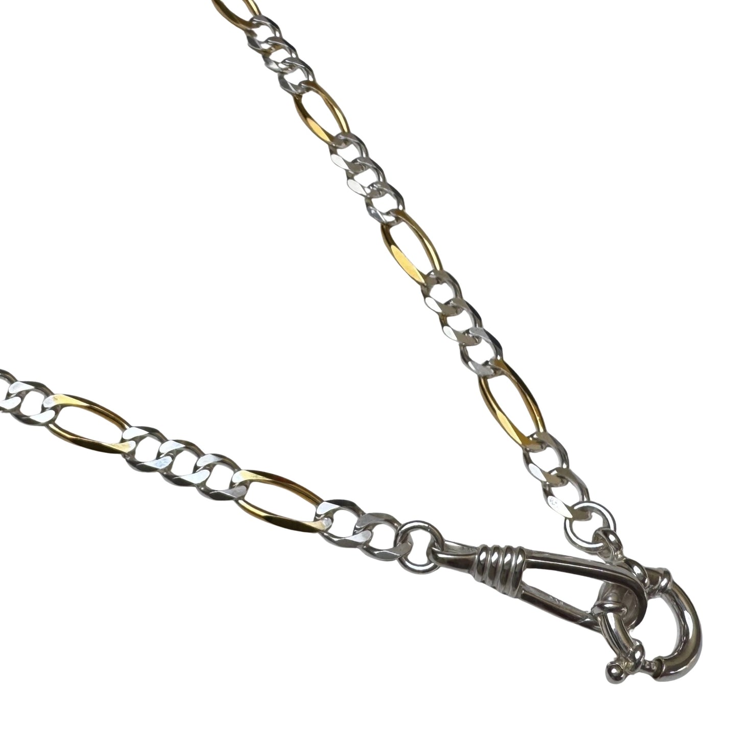 reimagined V I N T A G E // modern day watch chain / re-worked sterling two tone figaro chain / 16.5", 15g