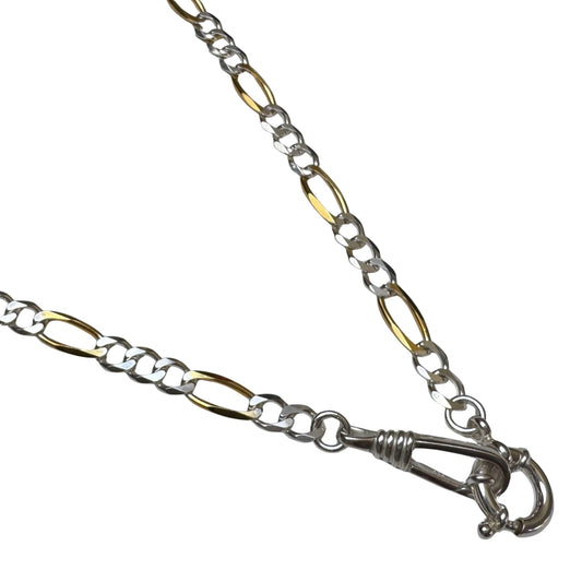 reimagined V I N T A G E // modern day watch chain / re-worked sterling two tone figaro chain / 16.5", 15g